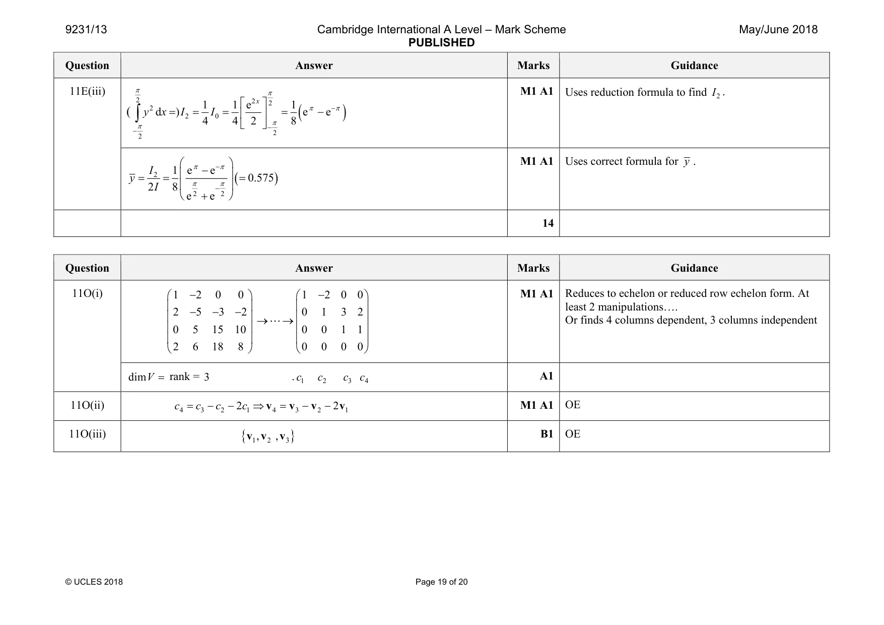 Mark scheme, page 19 of 20