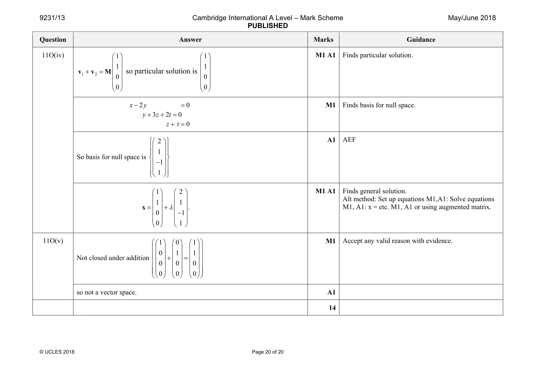 Mark scheme, page 20 of 20