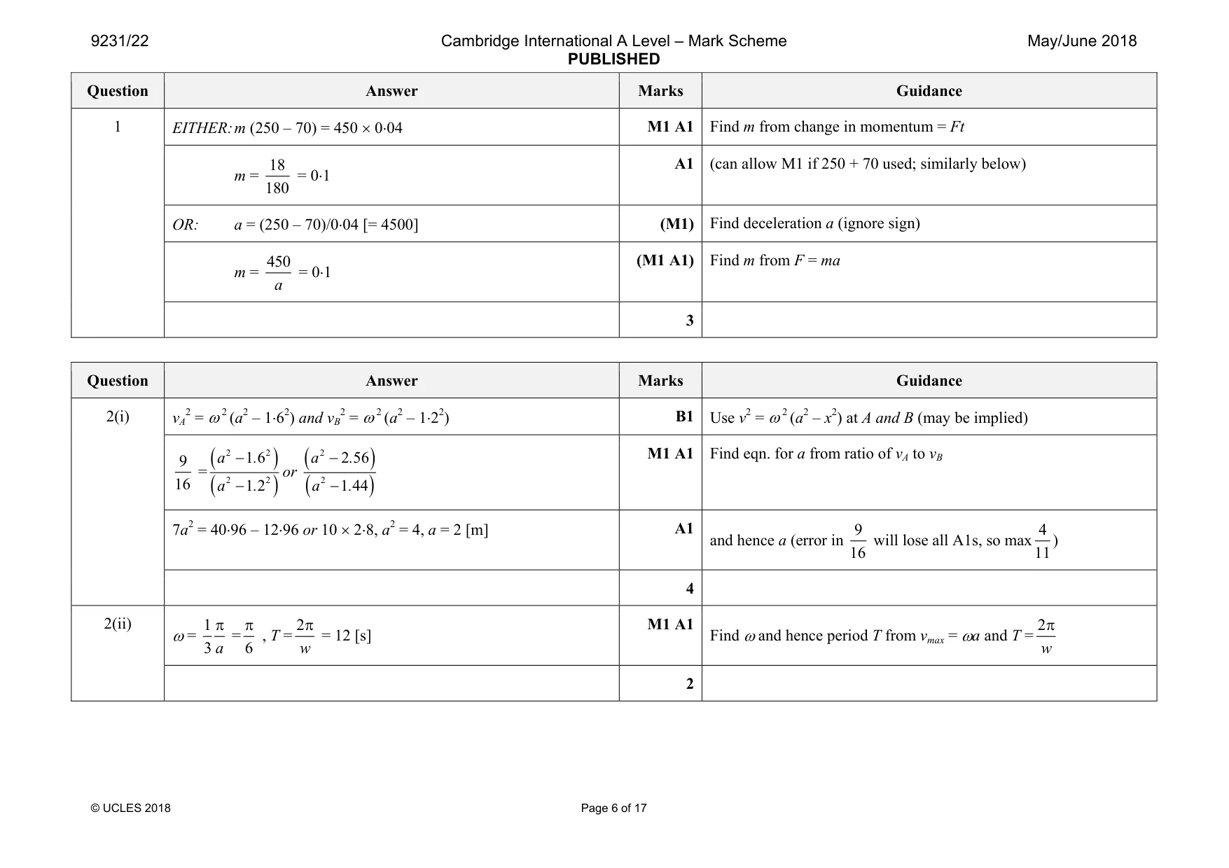 Mark scheme, page 6 of 17
