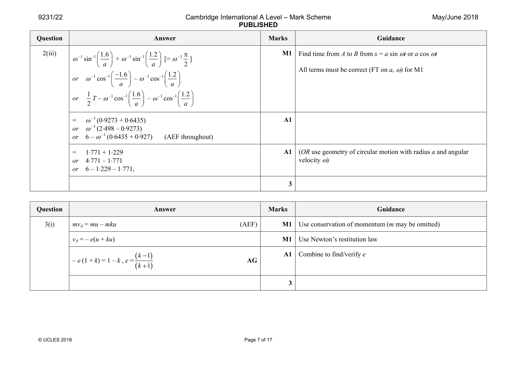 Mark scheme, page 7 of 17