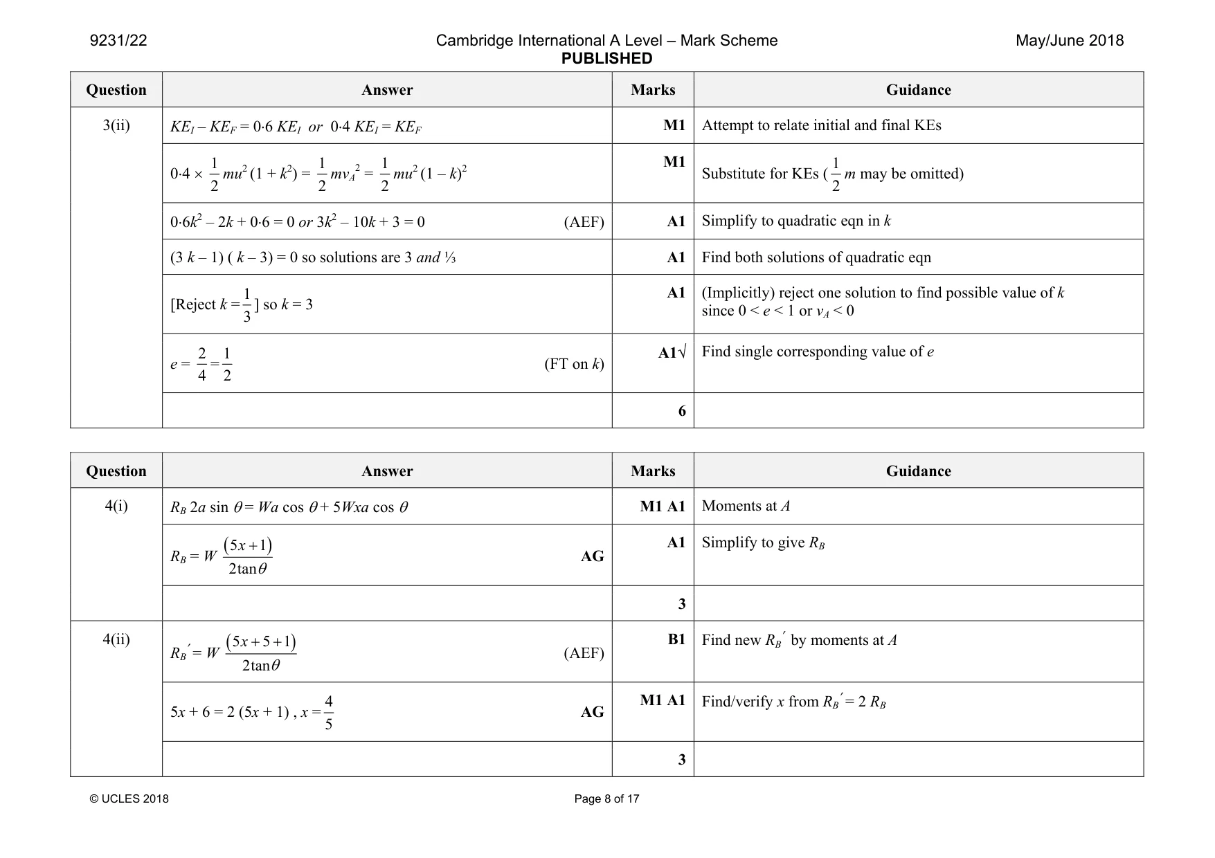 Mark scheme, page 8 of 17