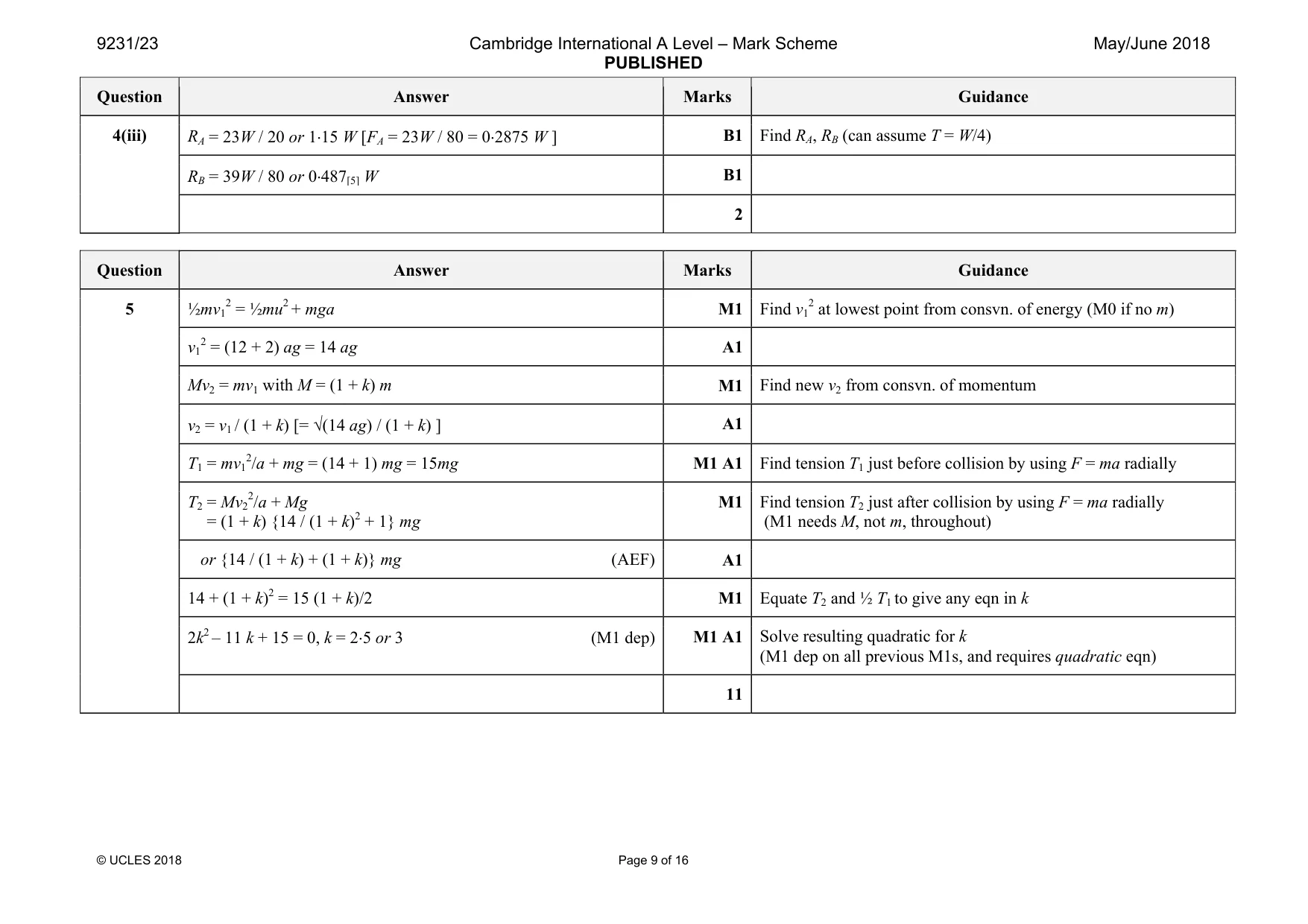 Mark scheme, page 9 of 16