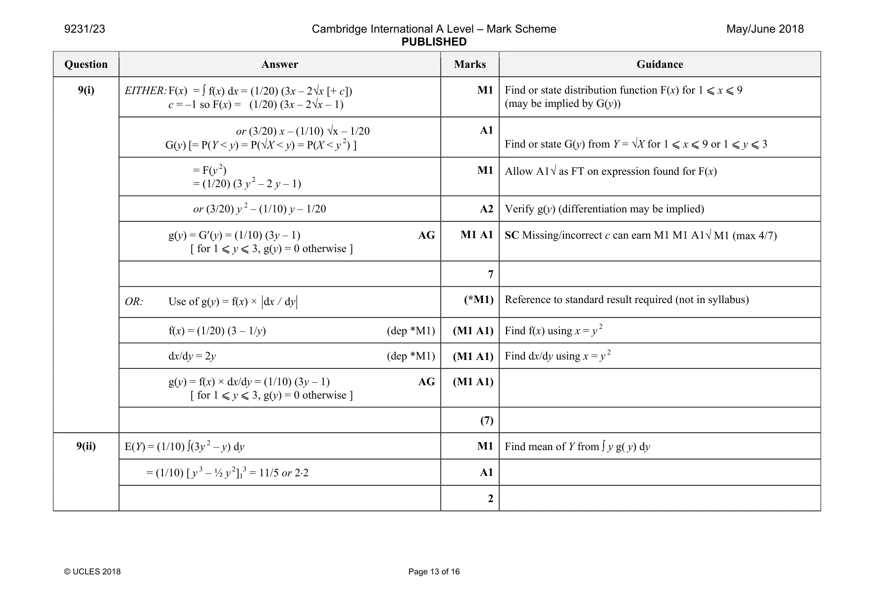 Mark scheme, page 13 of 16