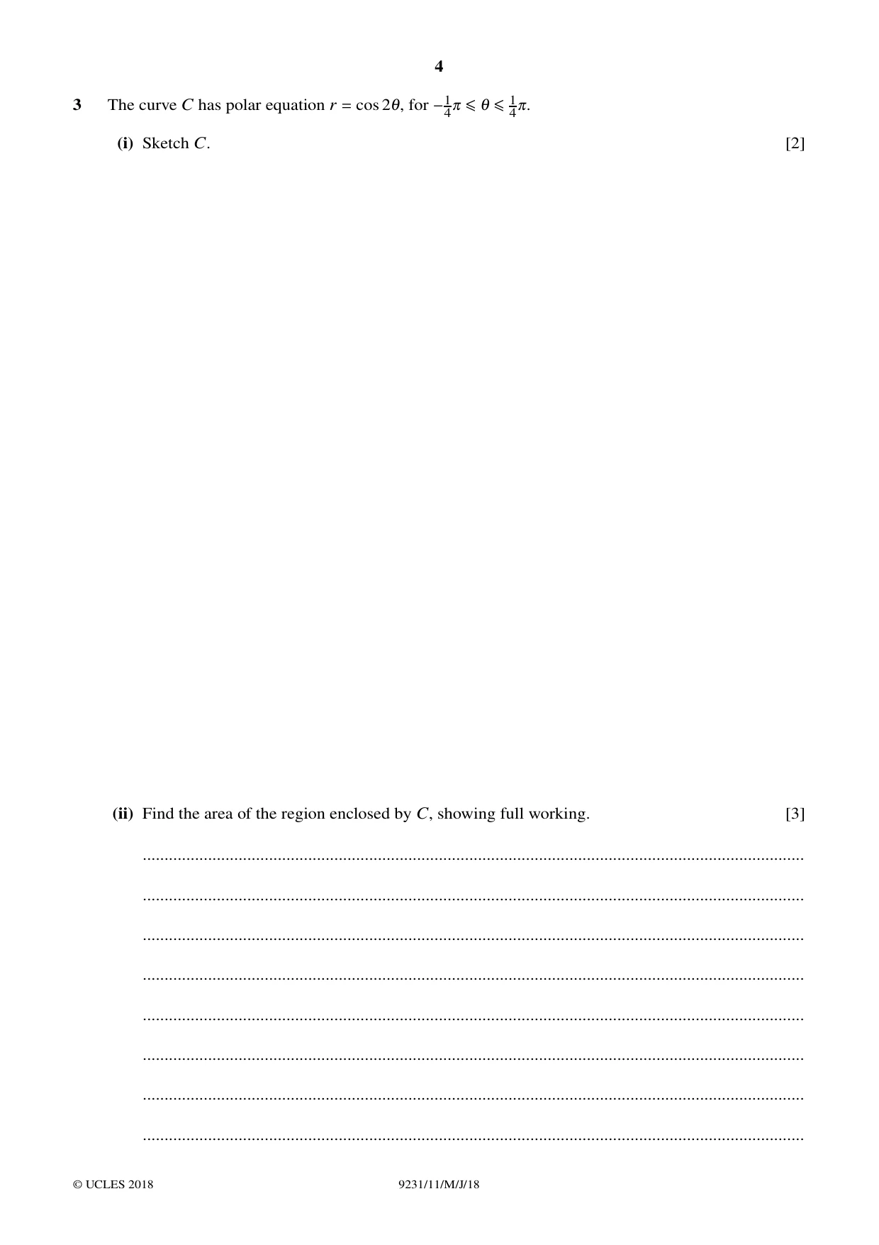 Cambridge A Level Mathematics - Further 9231 2018 May/June Paper 1 · Variant 1 question paper, page 4 of 28