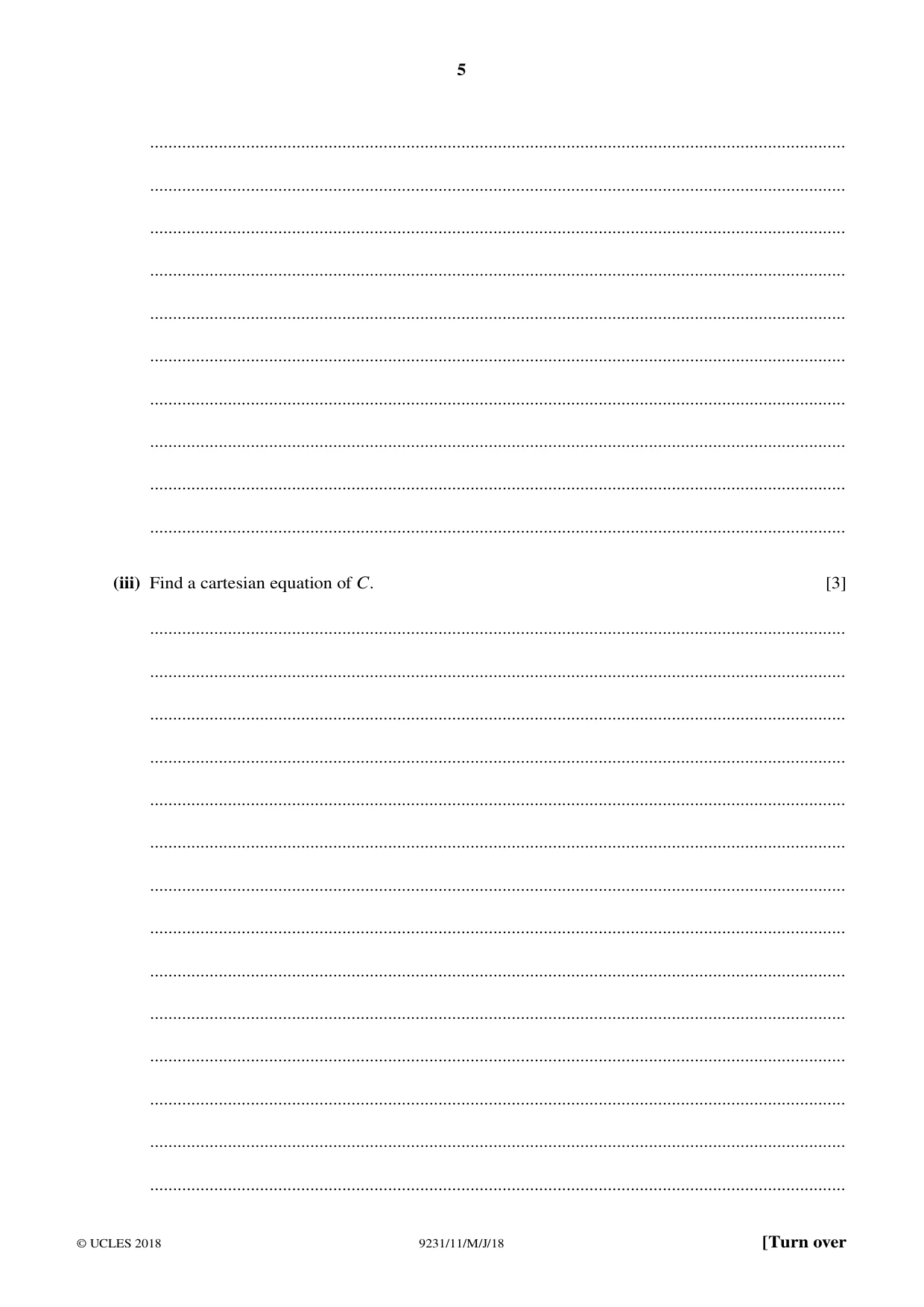 Cambridge A Level Mathematics - Further 9231 2018 May/June Paper 1 · Variant 1 question paper, page 5 of 28