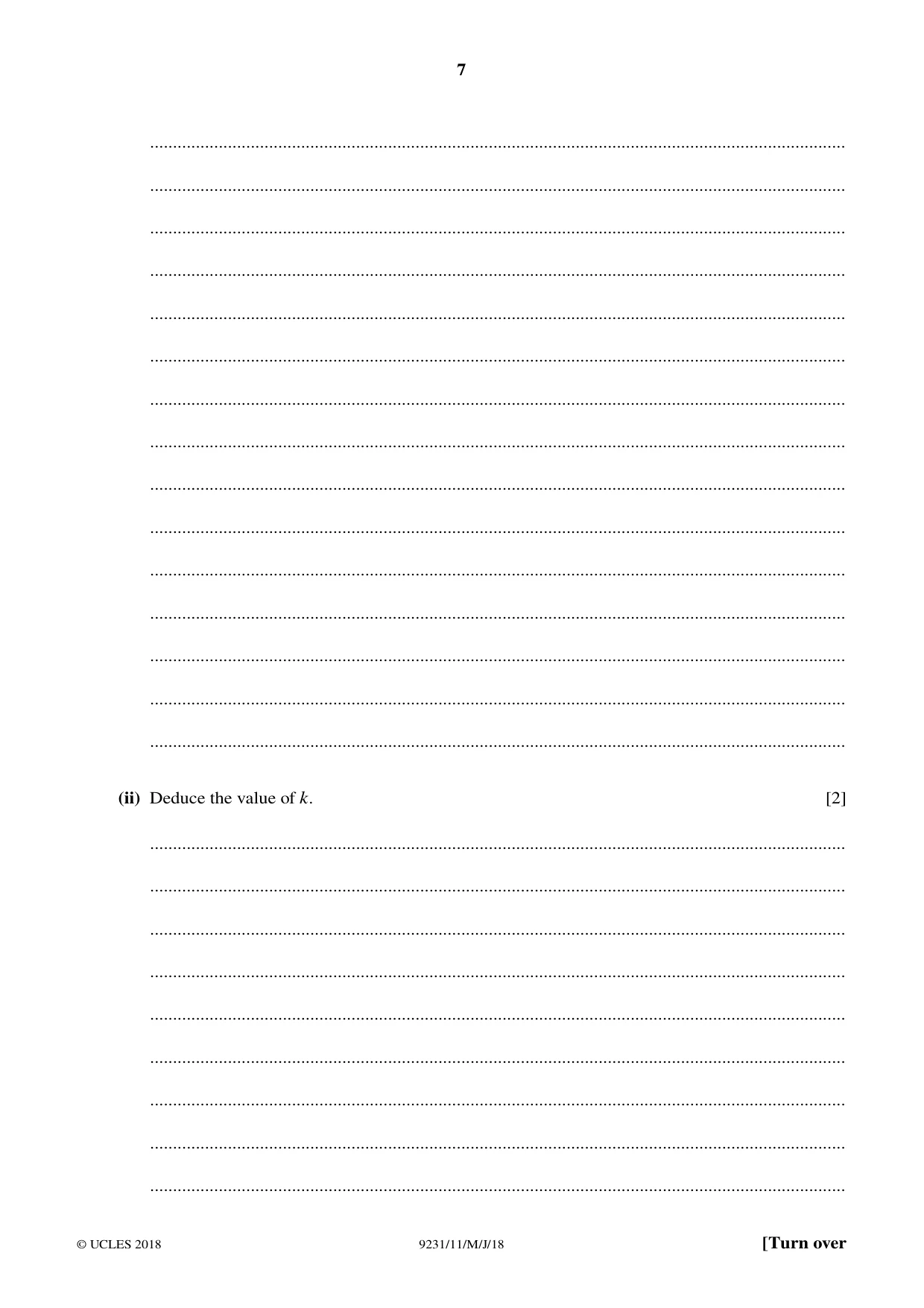 Cambridge A Level Mathematics - Further 9231 2018 May/June Paper 1 · Variant 1 question paper, page 7 of 28