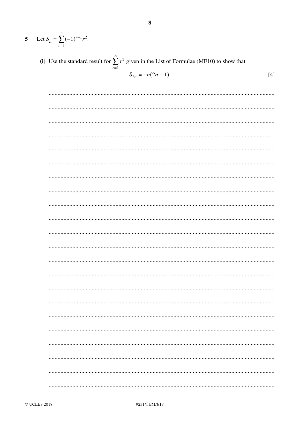 Cambridge A Level Mathematics - Further 9231 2018 May/June Paper 1 · Variant 1 question paper, page 8 of 28