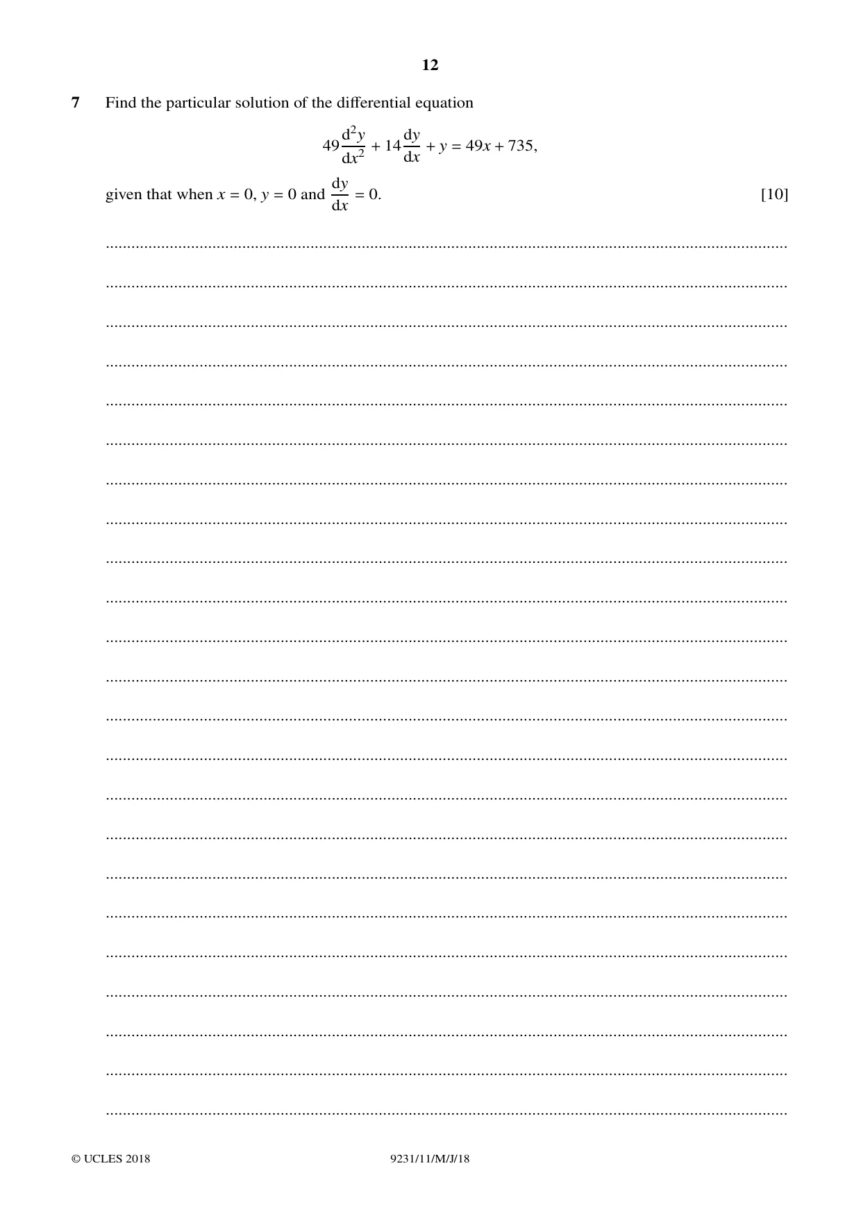 Cambridge A Level Mathematics - Further 9231 2018 May/June Paper 1 · Variant 1 question paper, page 12 of 28