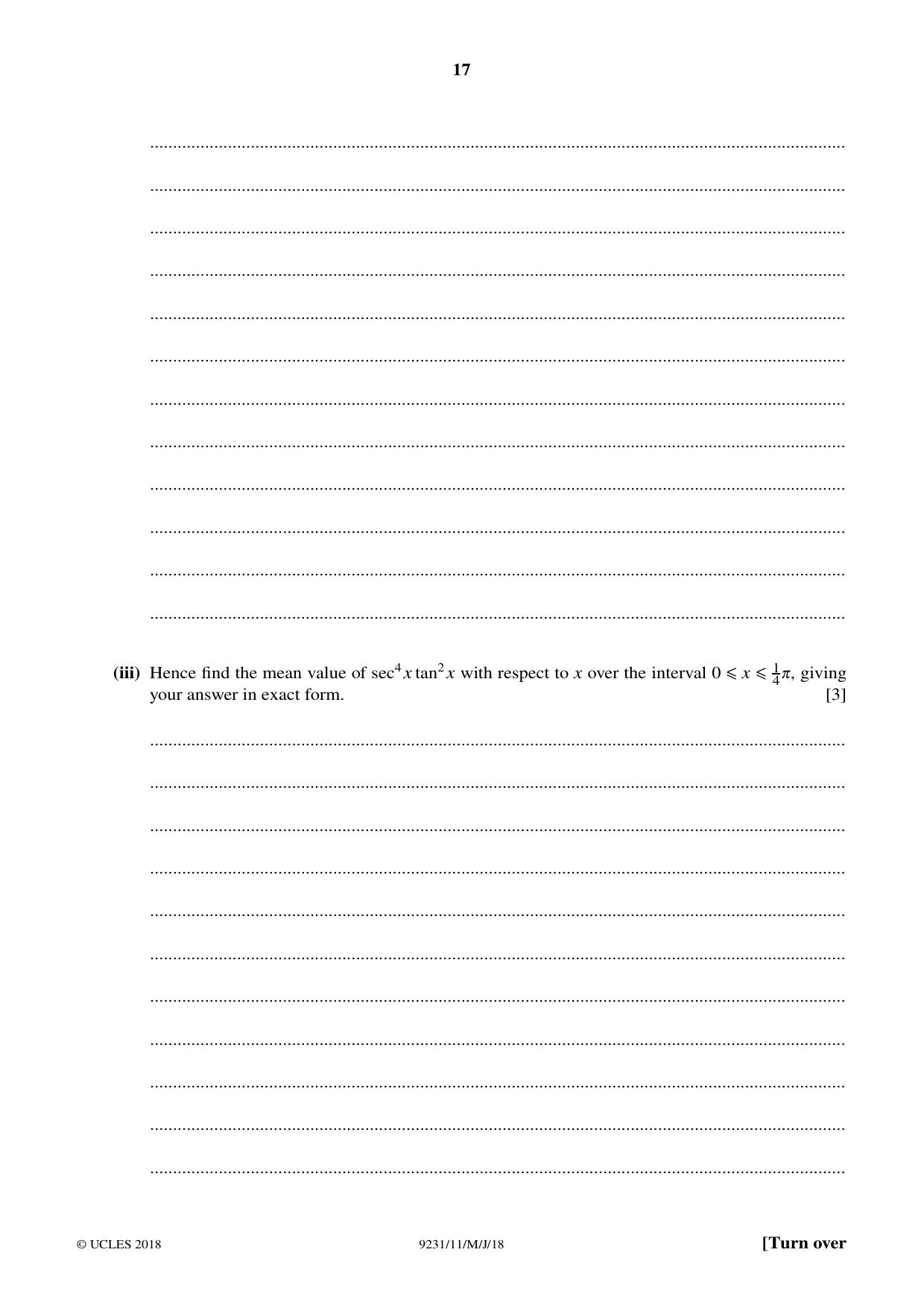 Cambridge A Level Mathematics - Further 9231 2018 May/June Paper 1 · Variant 1 question paper, page 17 of 28