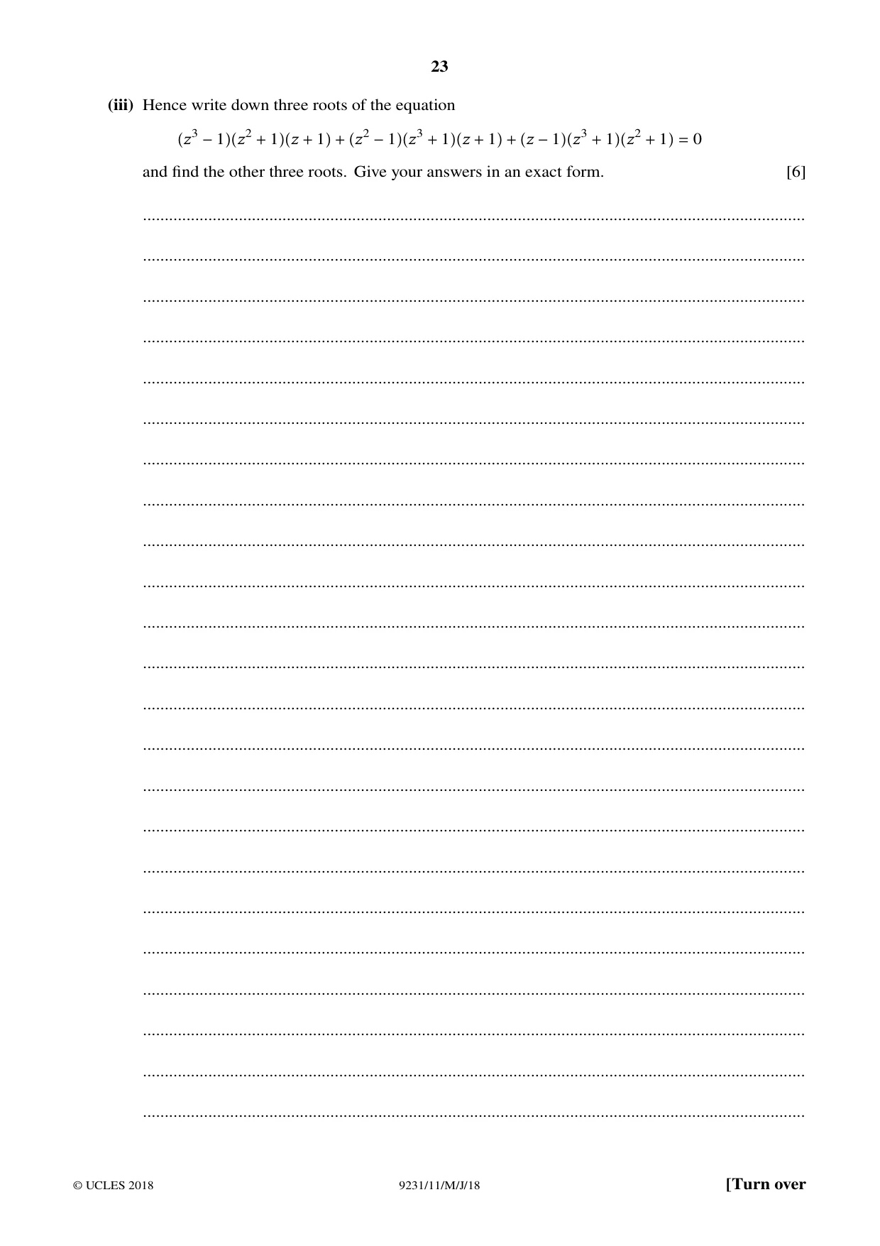 Cambridge A Level Mathematics - Further 9231 2018 May/June Paper 1 · Variant 1 question paper, page 23 of 28