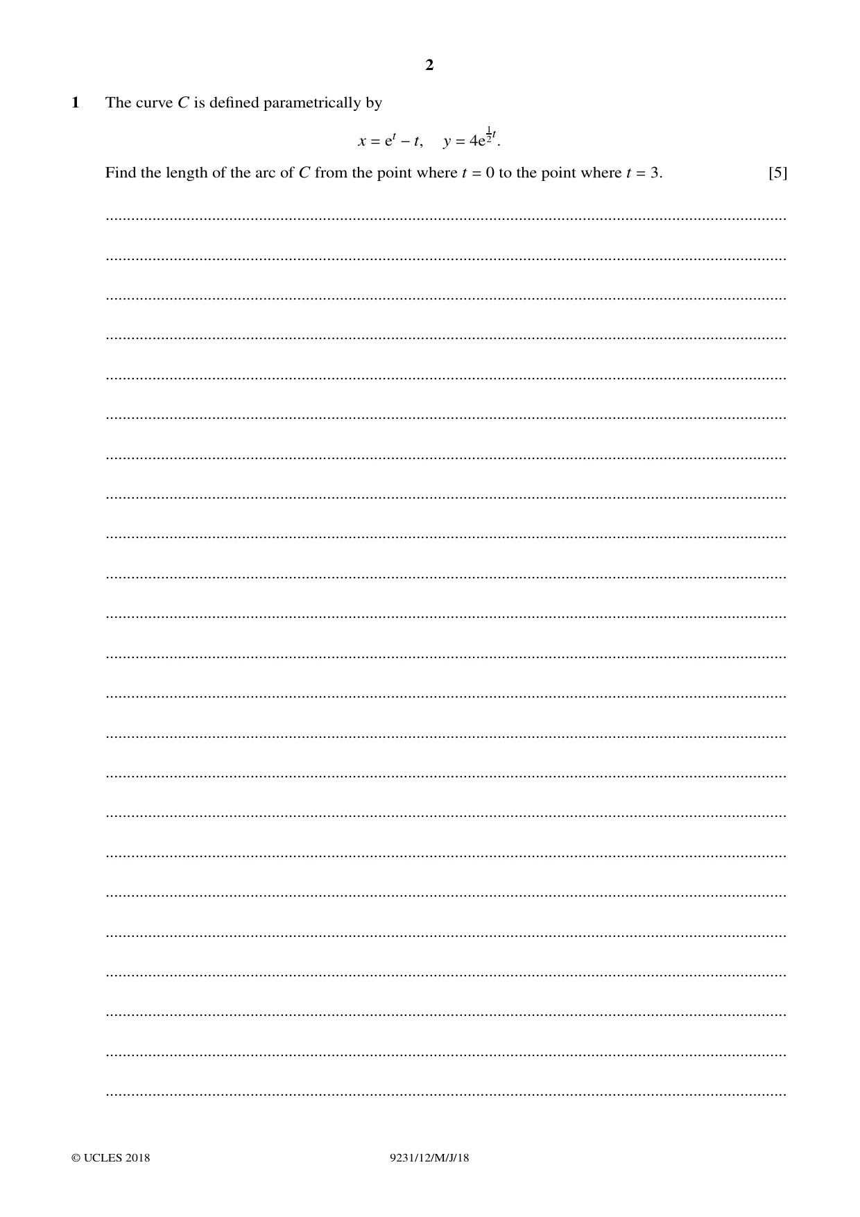 Cambridge A Level Mathematics - Further 9231 2018 May/June Paper 1 · Variant 2 question paper, page 2 of 28