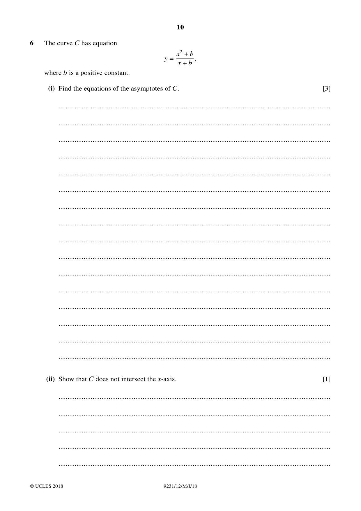 Cambridge A Level Mathematics - Further 9231 2018 May/June Paper 1 · Variant 2 question paper, page 10 of 28