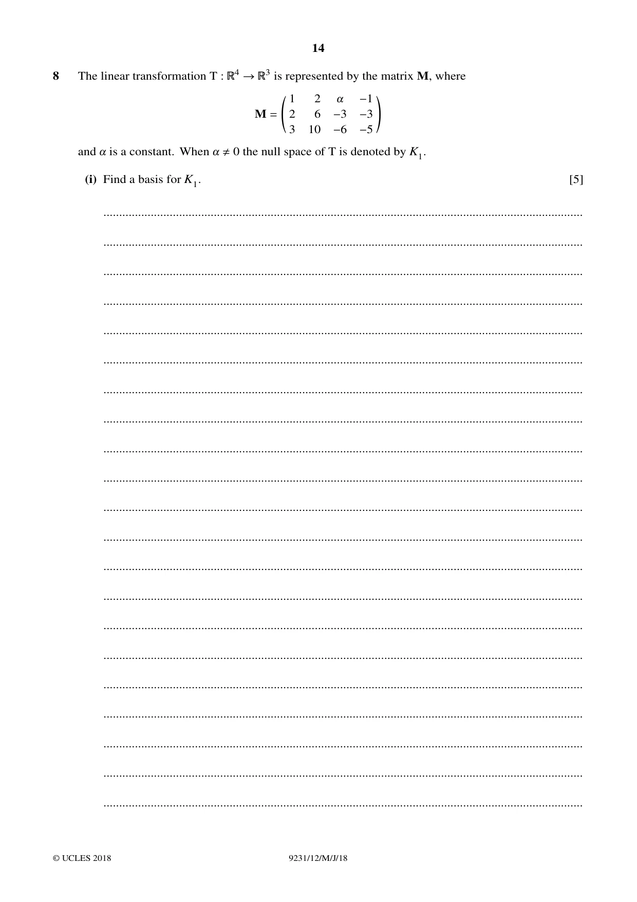 Cambridge A Level Mathematics - Further 9231 2018 May/June Paper 1 · Variant 2 question paper, page 14 of 28
