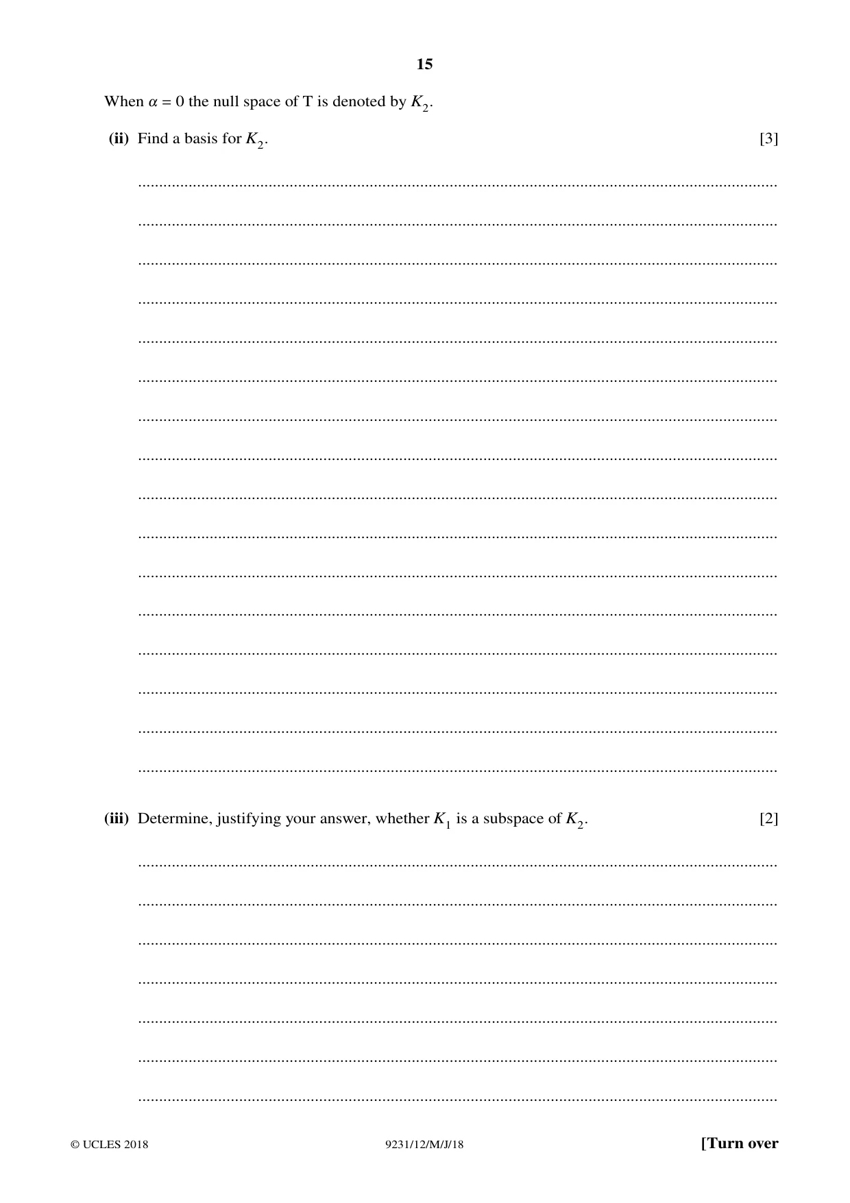 Cambridge A Level Mathematics - Further 9231 2018 May/June Paper 1 · Variant 2 question paper, page 15 of 28