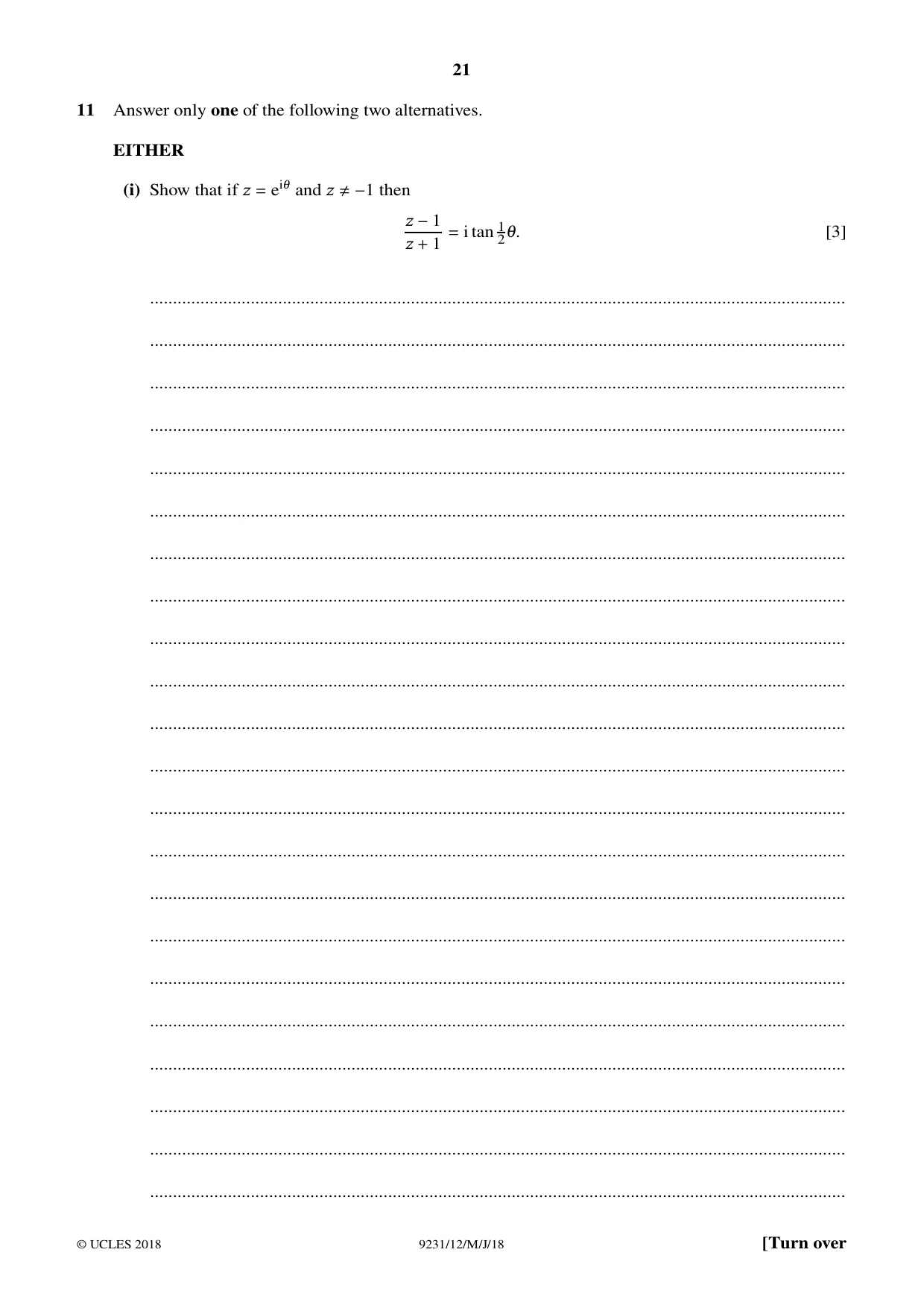 Cambridge A Level Mathematics - Further 9231 2018 May/June Paper 1 · Variant 2 question paper, page 21 of 28