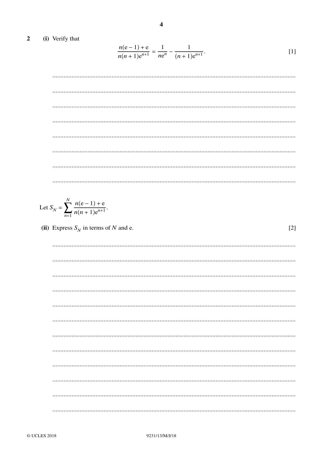 Cambridge A Level Mathematics - Further 9231 2018 May/June Paper 1 · Variant 3 question paper, page 4 of 28