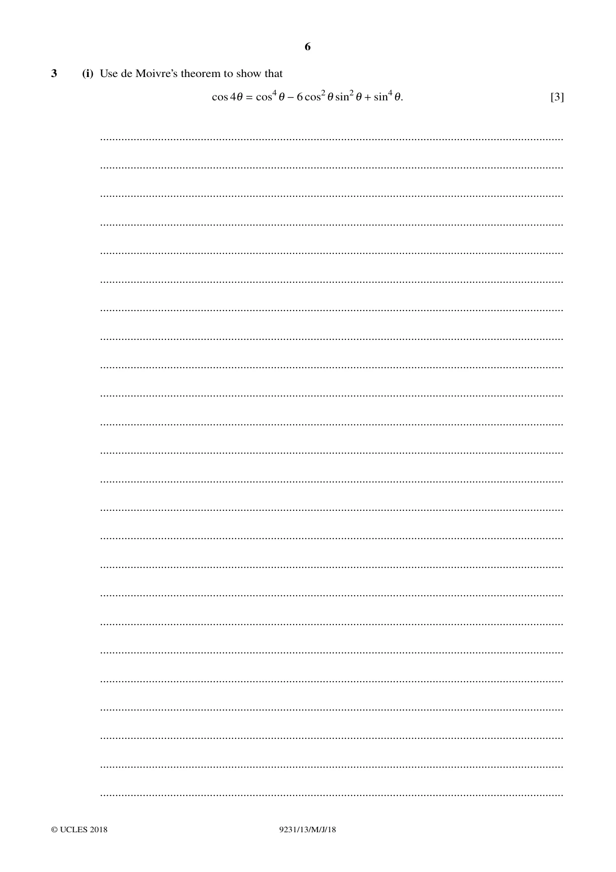 Cambridge A Level Mathematics - Further 9231 2018 May/June Paper 1 · Variant 3 question paper, page 6 of 28