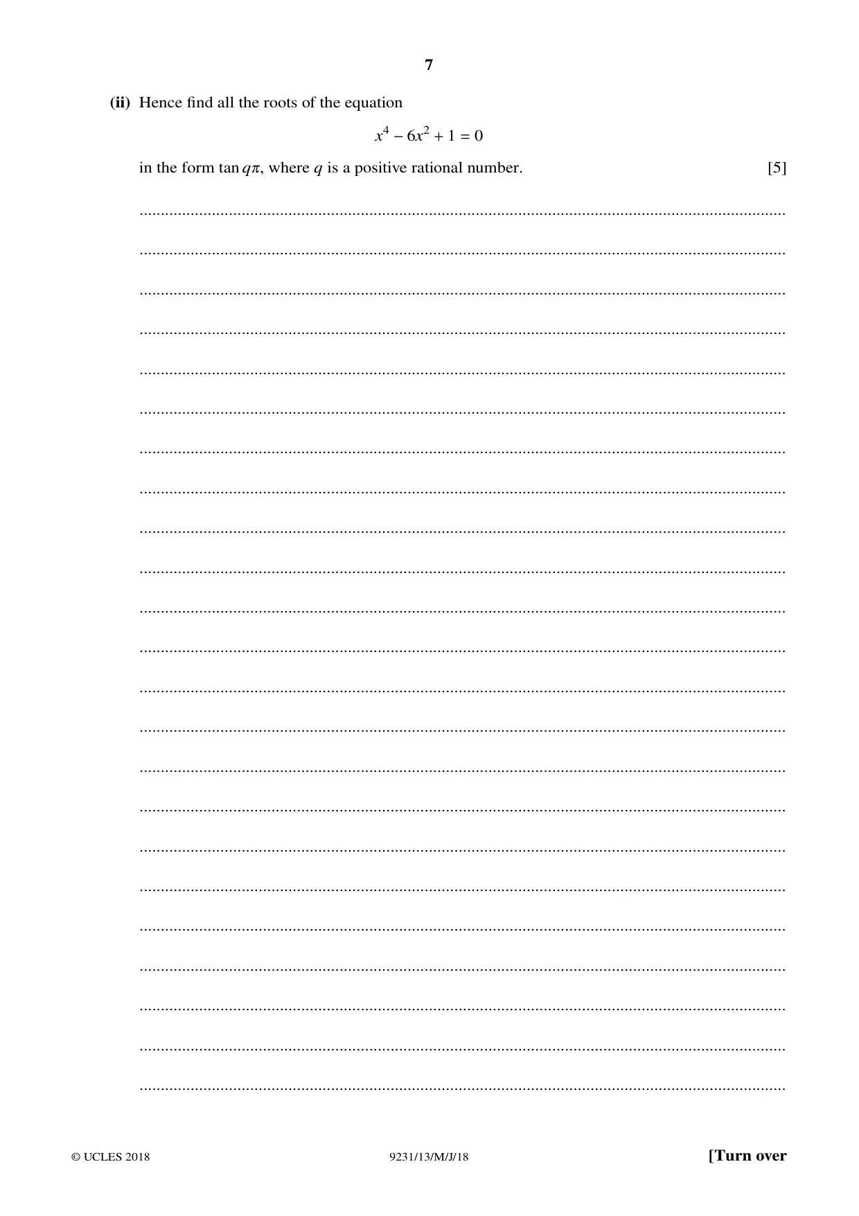 Cambridge A Level Mathematics - Further 9231 2018 May/June Paper 1 · Variant 3 question paper, page 7 of 28