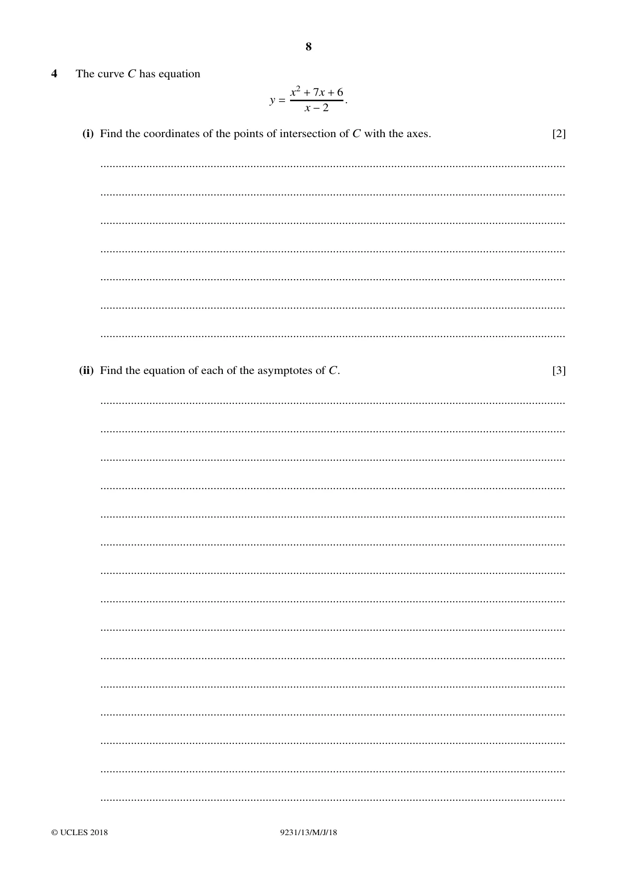 Cambridge A Level Mathematics - Further 9231 2018 May/June Paper 1 · Variant 3 question paper, page 8 of 28