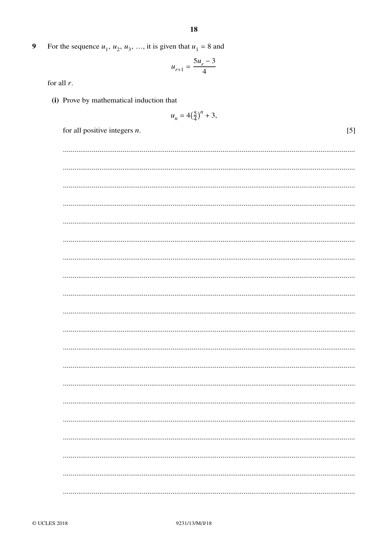 Cambridge A Level Mathematics - Further 9231 2018 May/June Paper 1 · Variant 3 question paper, page 18 of 28