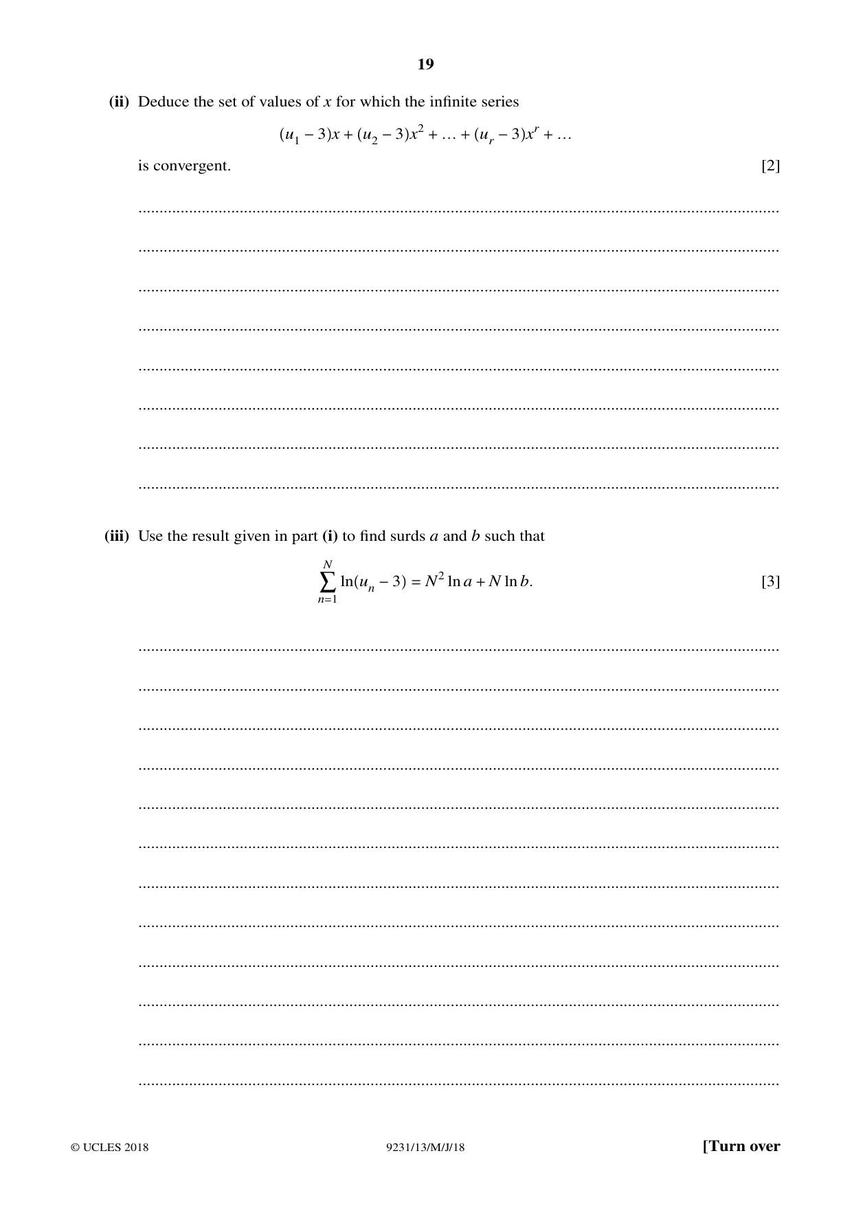 Cambridge A Level Mathematics - Further 9231 2018 May/June Paper 1 · Variant 3 question paper, page 19 of 28