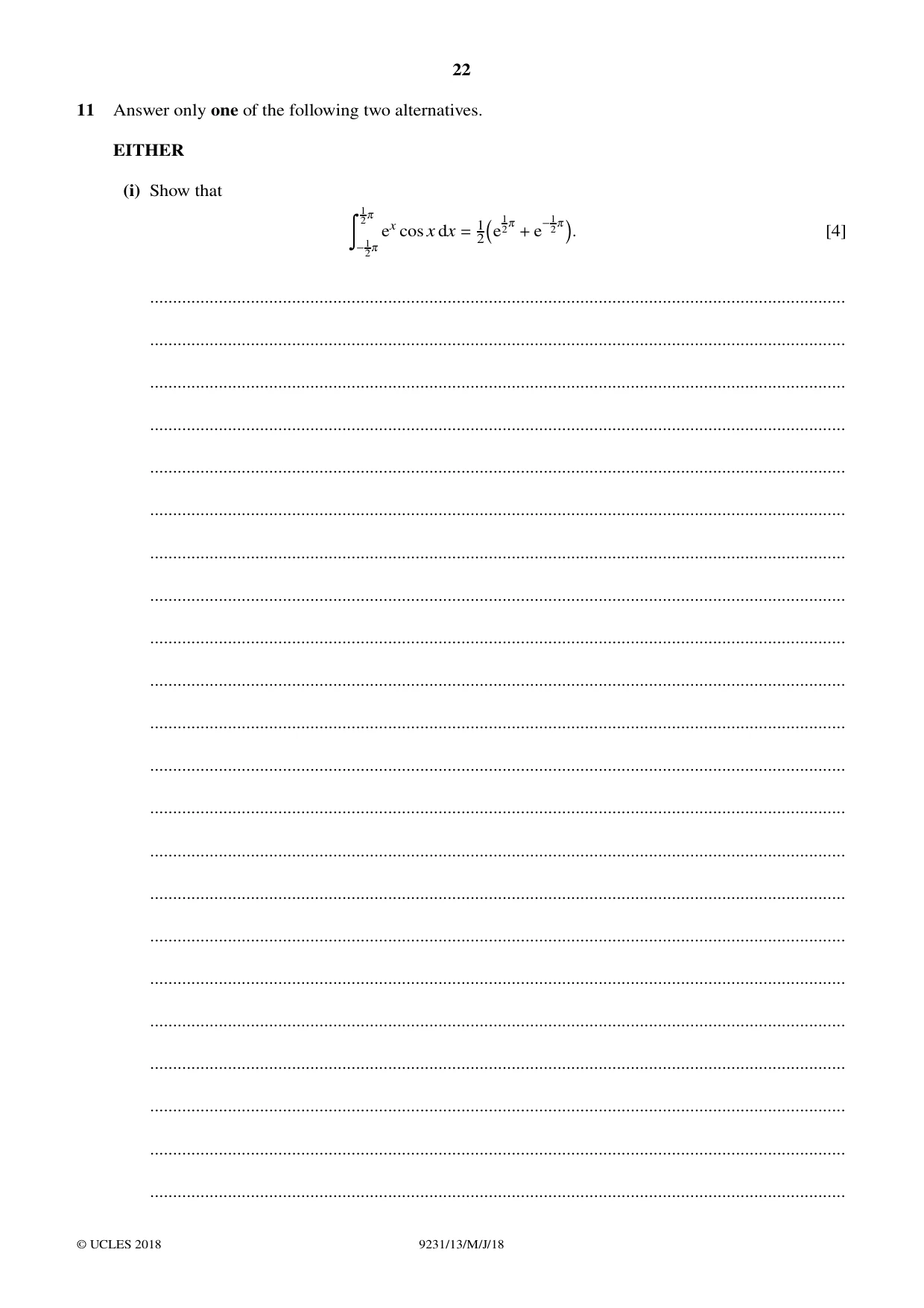 Cambridge A Level Mathematics - Further 9231 2018 May/June Paper 1 · Variant 3 question paper, page 22 of 28