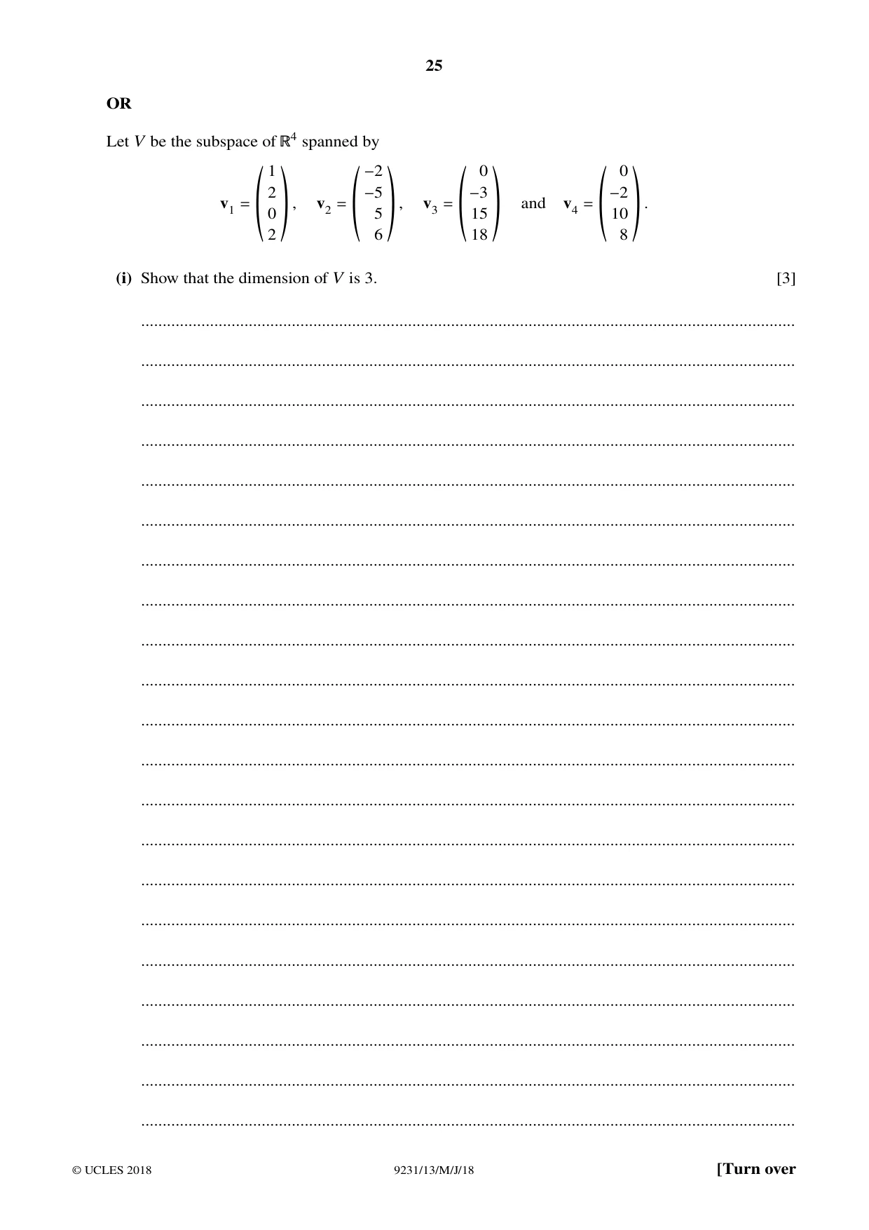 Cambridge A Level Mathematics - Further 9231 2018 May/June Paper 1 · Variant 3 question paper, page 25 of 28