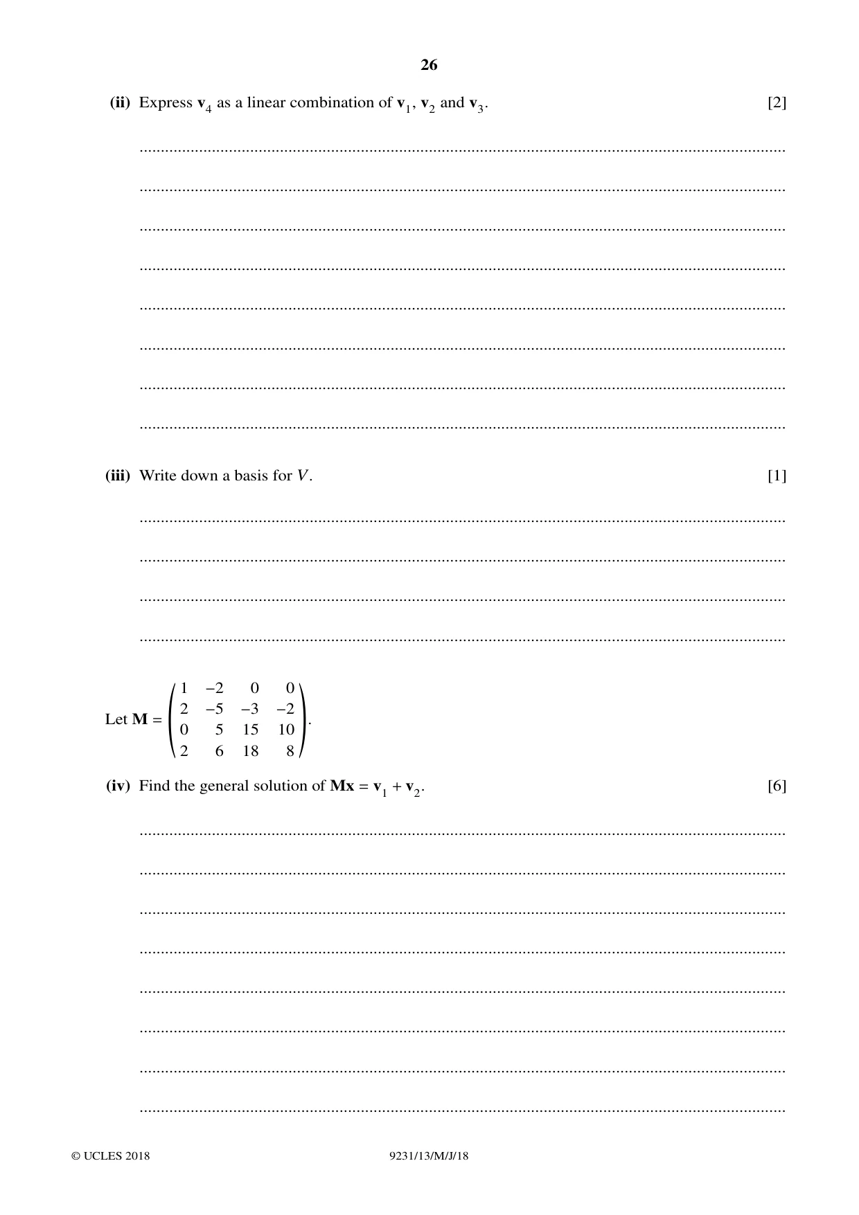 Cambridge A Level Mathematics - Further 9231 2018 May/June Paper 1 · Variant 3 question paper, page 26 of 28