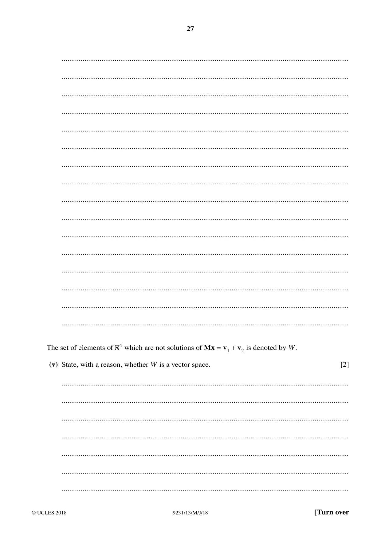 Cambridge A Level Mathematics - Further 9231 2018 May/June Paper 1 · Variant 3 question paper, page 27 of 28
