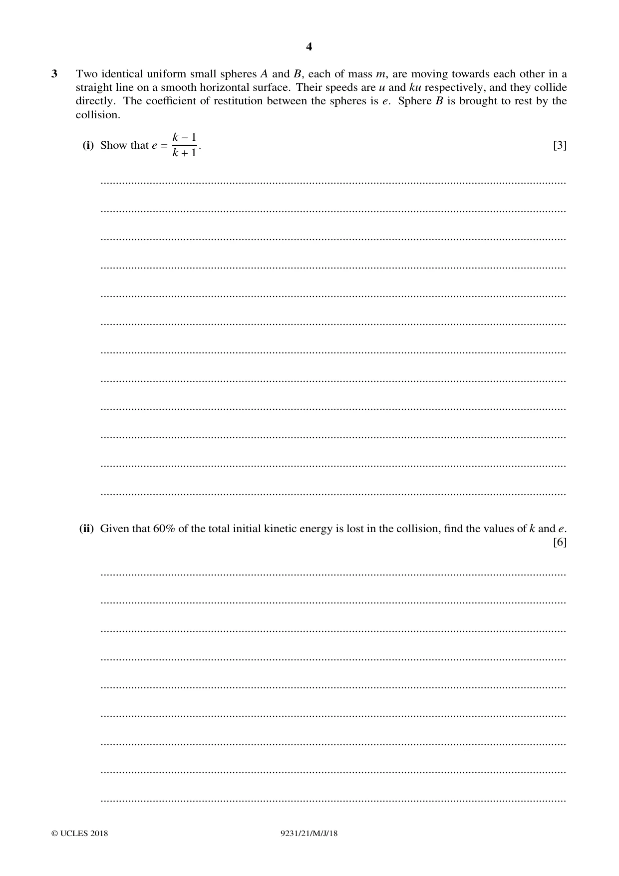 Cambridge A Level Mathematics - Further 9231 2018 May/June Paper 2 · Variant 1 question paper, page 4 of 24