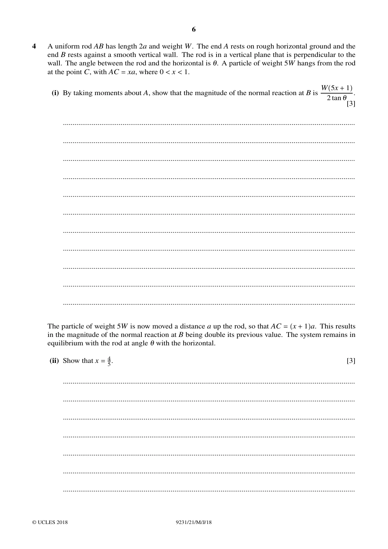 Cambridge A Level Mathematics - Further 9231 2018 May/June Paper 2 · Variant 1 question paper, page 6 of 24