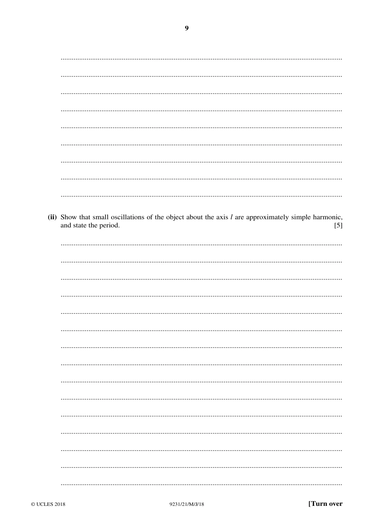 Cambridge A Level Mathematics - Further 9231 2018 May/June Paper 2 · Variant 1 question paper, page 9 of 24