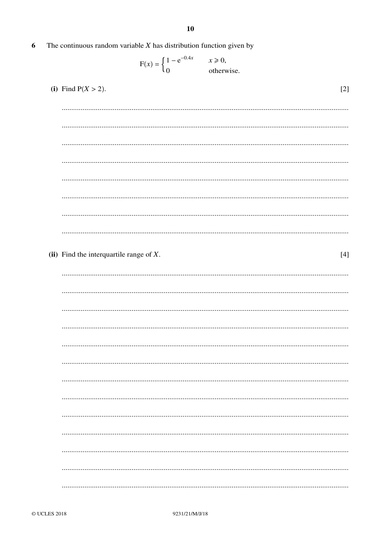 Cambridge A Level Mathematics - Further 9231 2018 May/June Paper 2 · Variant 1 question paper, page 10 of 24