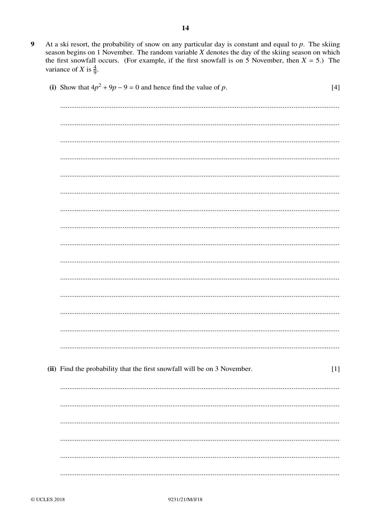 Cambridge A Level Mathematics - Further 9231 2018 May/June Paper 2 · Variant 1 question paper, page 14 of 24