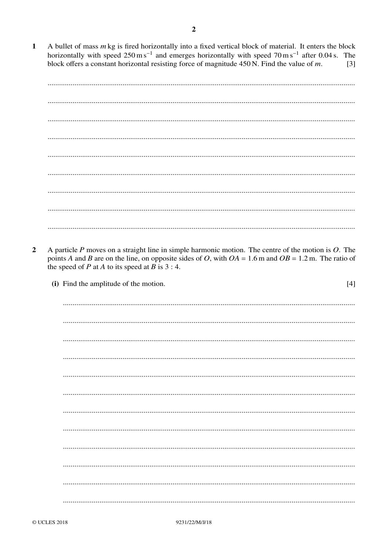 Cambridge A Level Mathematics - Further 9231 2018 May/June Paper 2 · Variant 2 question paper, page 2 of 24