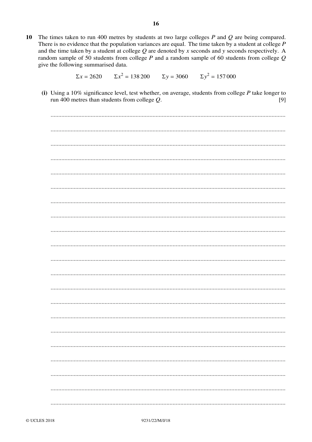 Cambridge A Level Mathematics - Further 9231 2018 May/June Paper 2 · Variant 2 question paper, page 16 of 24
