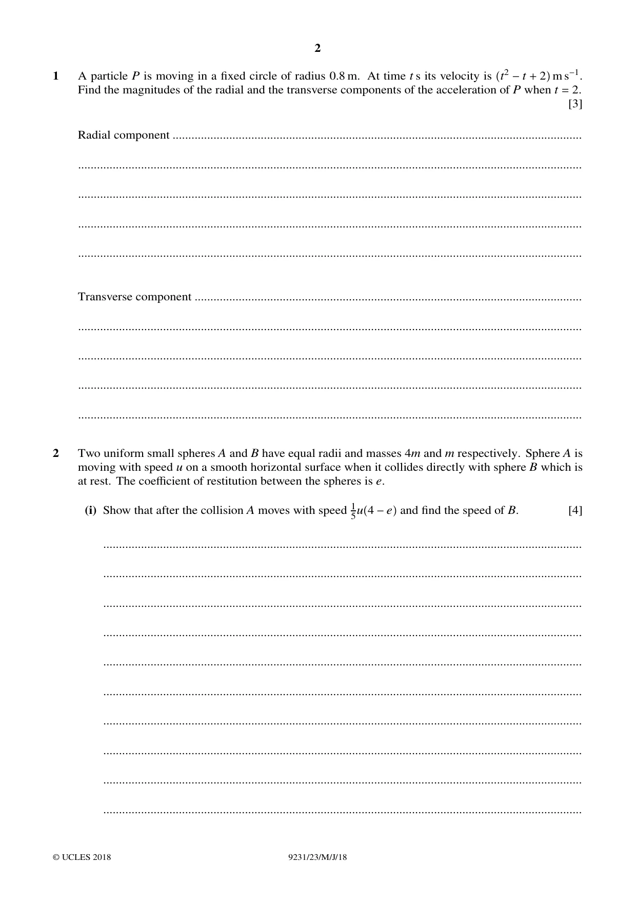 Cambridge A Level Mathematics - Further 9231 2018 May/June Paper 2 · Variant 3 question paper, page 2 of 24