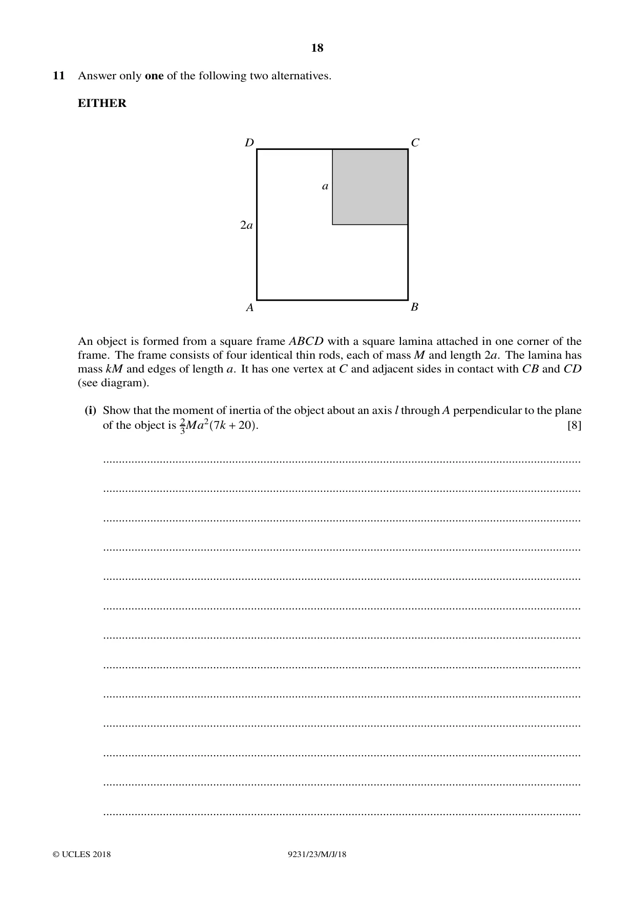 Cambridge A Level Mathematics - Further 9231 2018 May/June Paper 2 · Variant 3 question paper, page 18 of 24