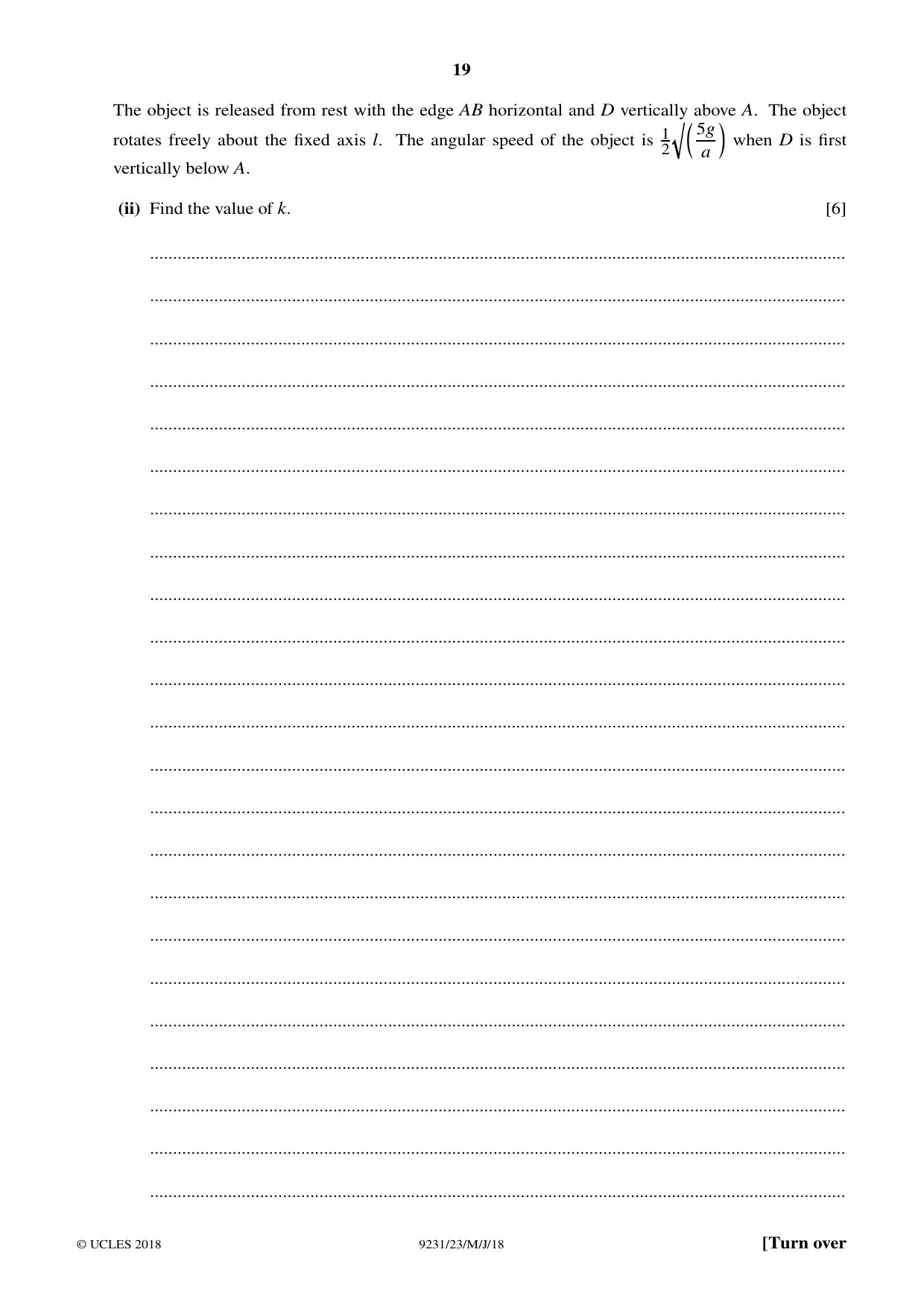 Cambridge A Level Mathematics - Further 9231 2018 May/June Paper 2 · Variant 3 question paper, page 19 of 24