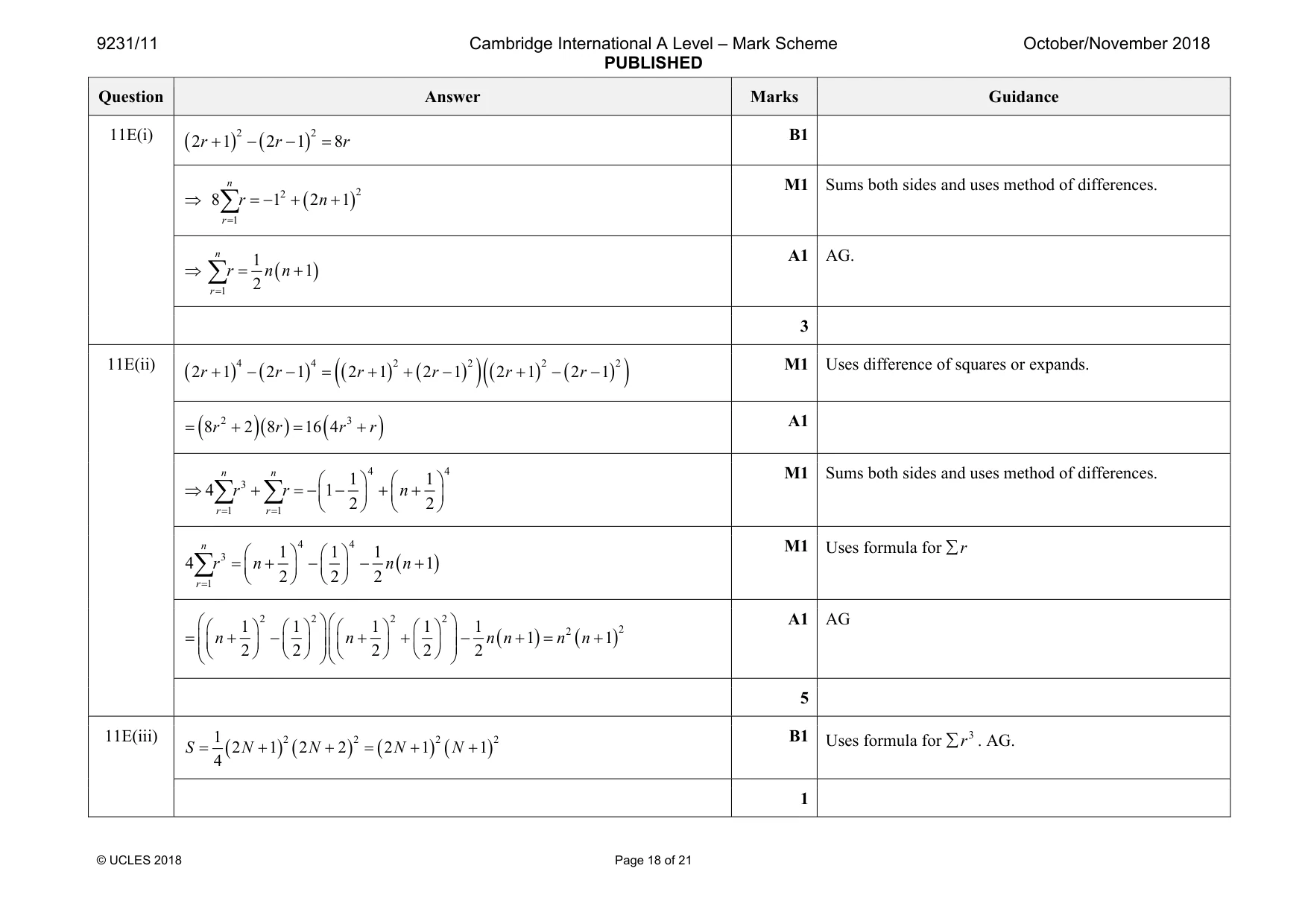 Mark scheme, page 18 of 21