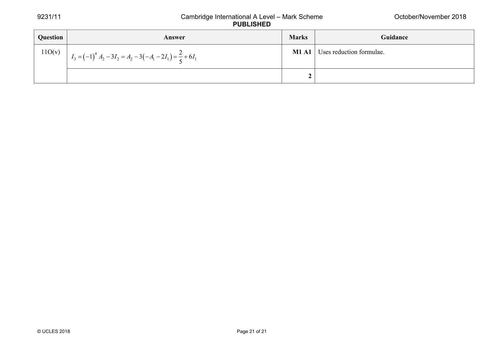 Mark scheme, page 21 of 21