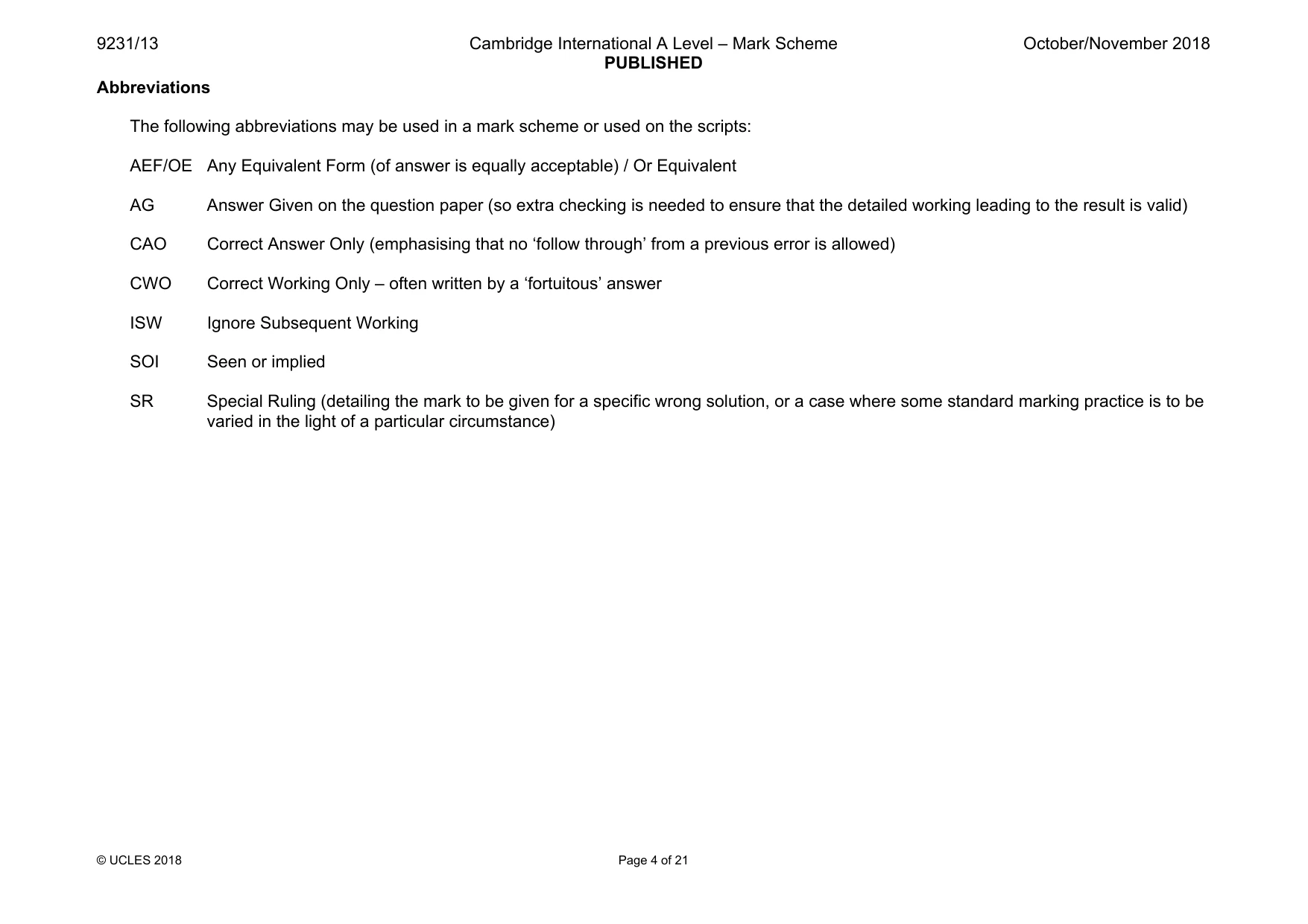 Mark scheme, page 4 of 21