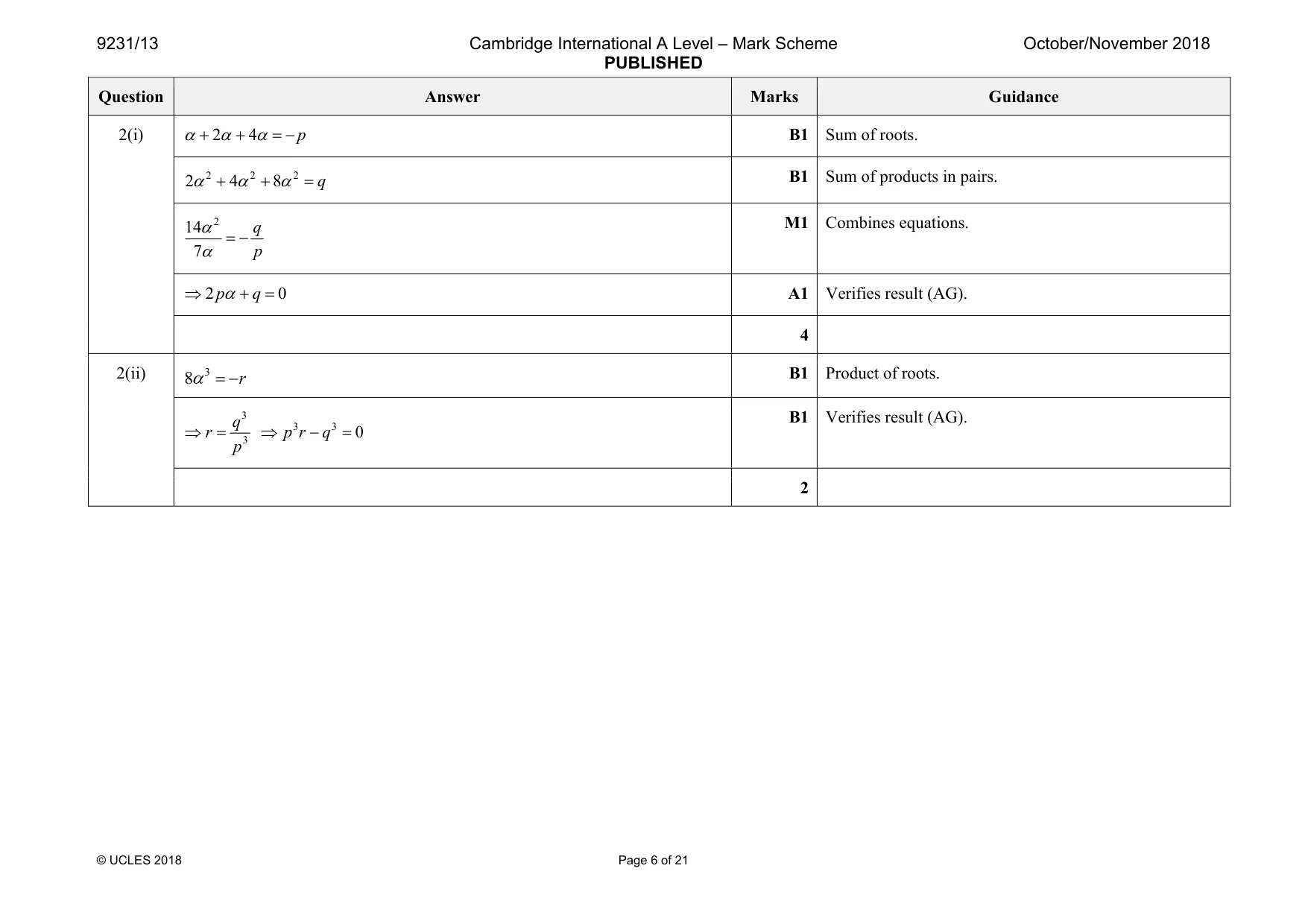 Mark scheme, page 6 of 21