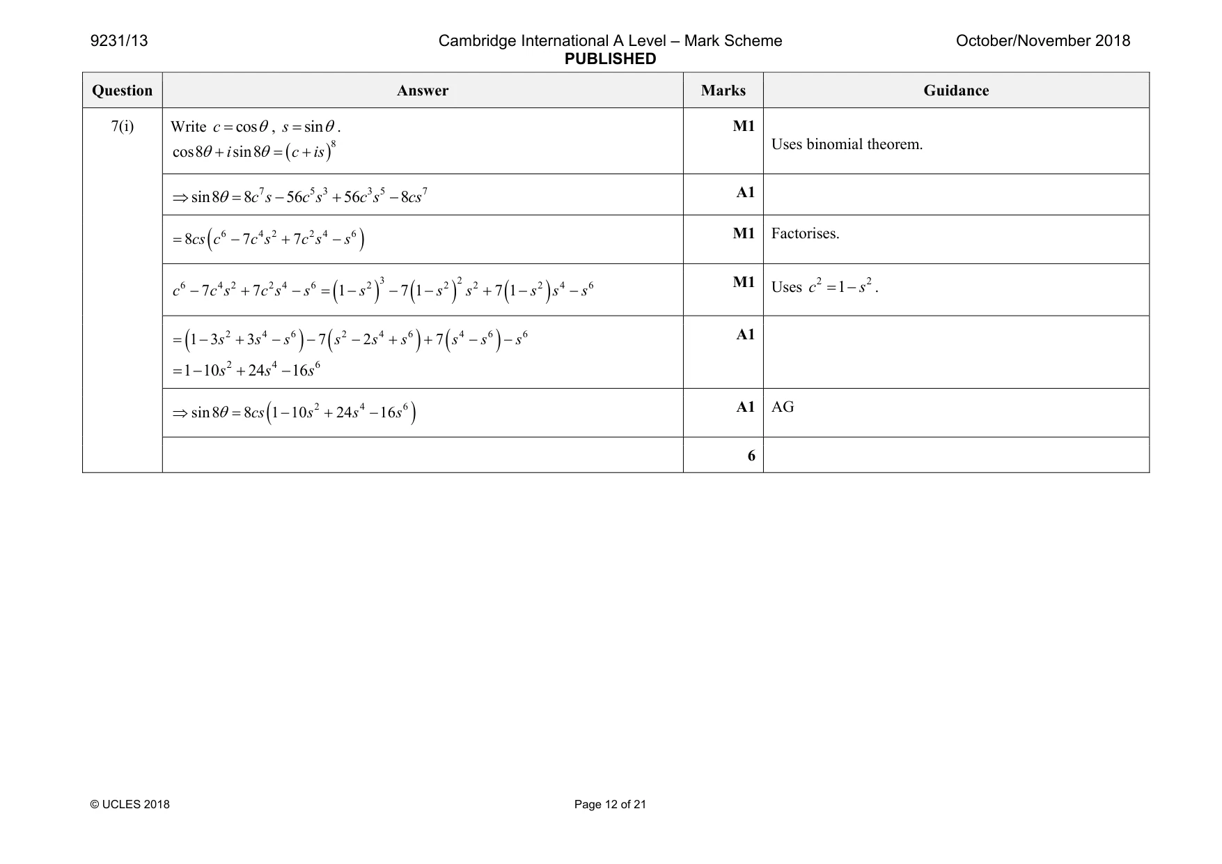 Mark scheme, page 12 of 21