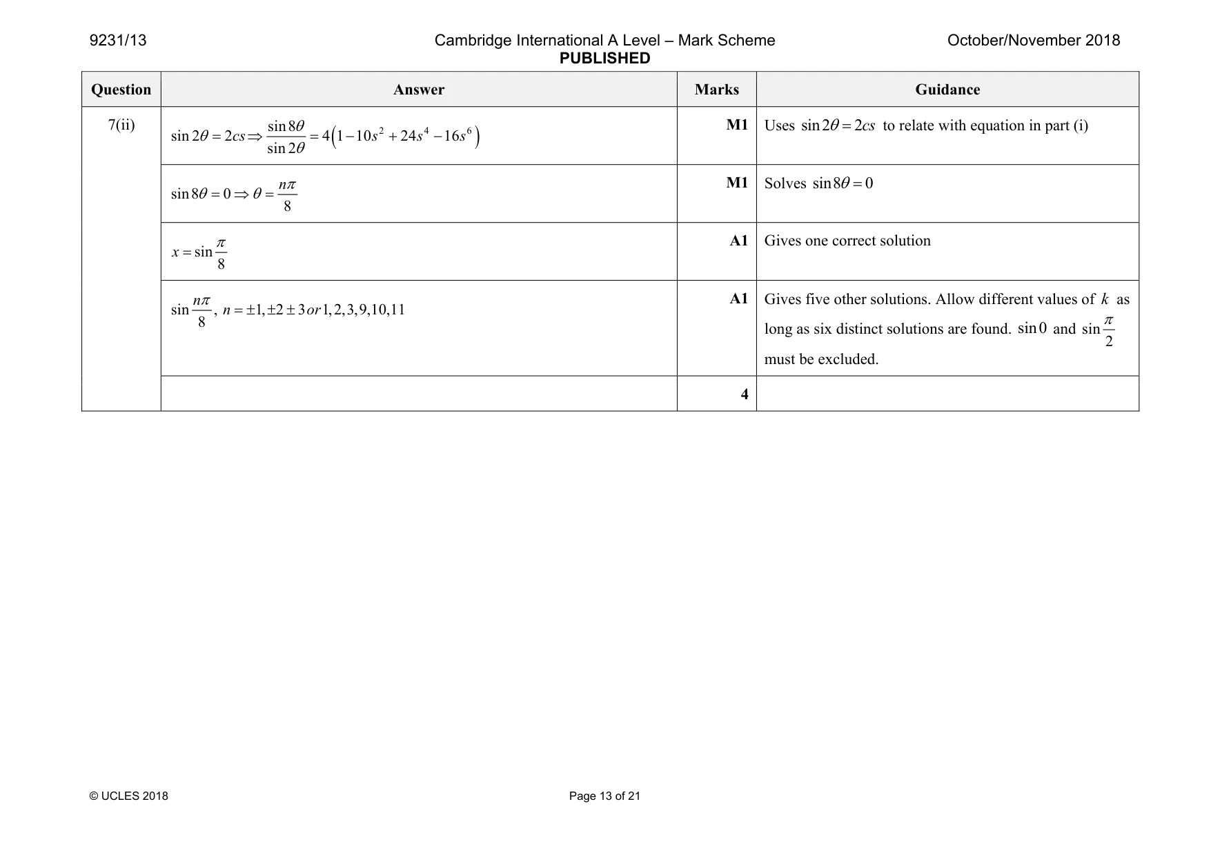 Mark scheme, page 13 of 21