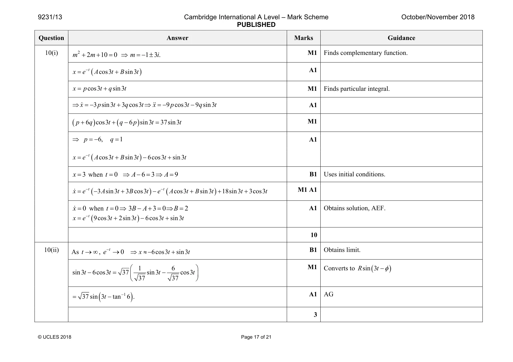 Mark scheme, page 17 of 21
