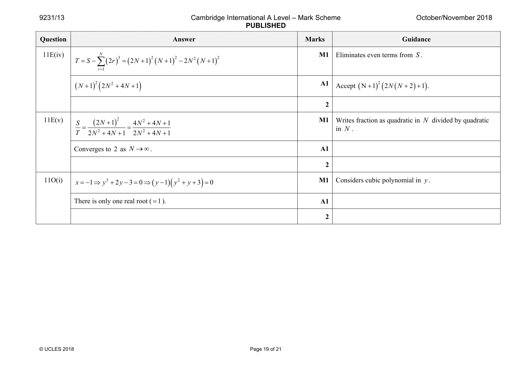 Mark scheme, page 19 of 21