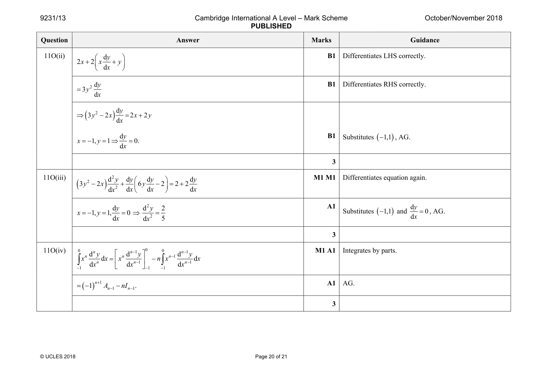 Mark scheme, page 20 of 21
