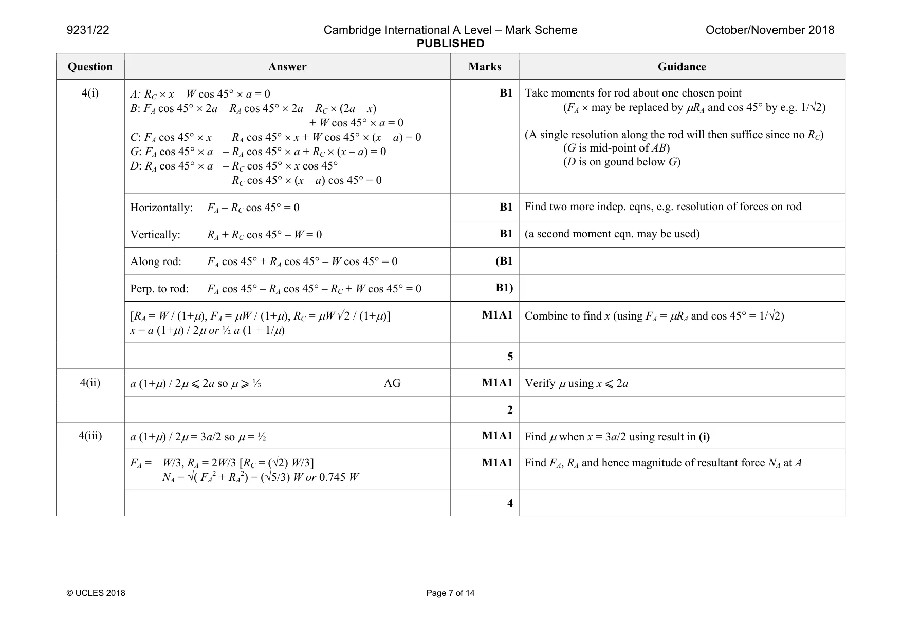 Mark scheme, page 7 of 14
