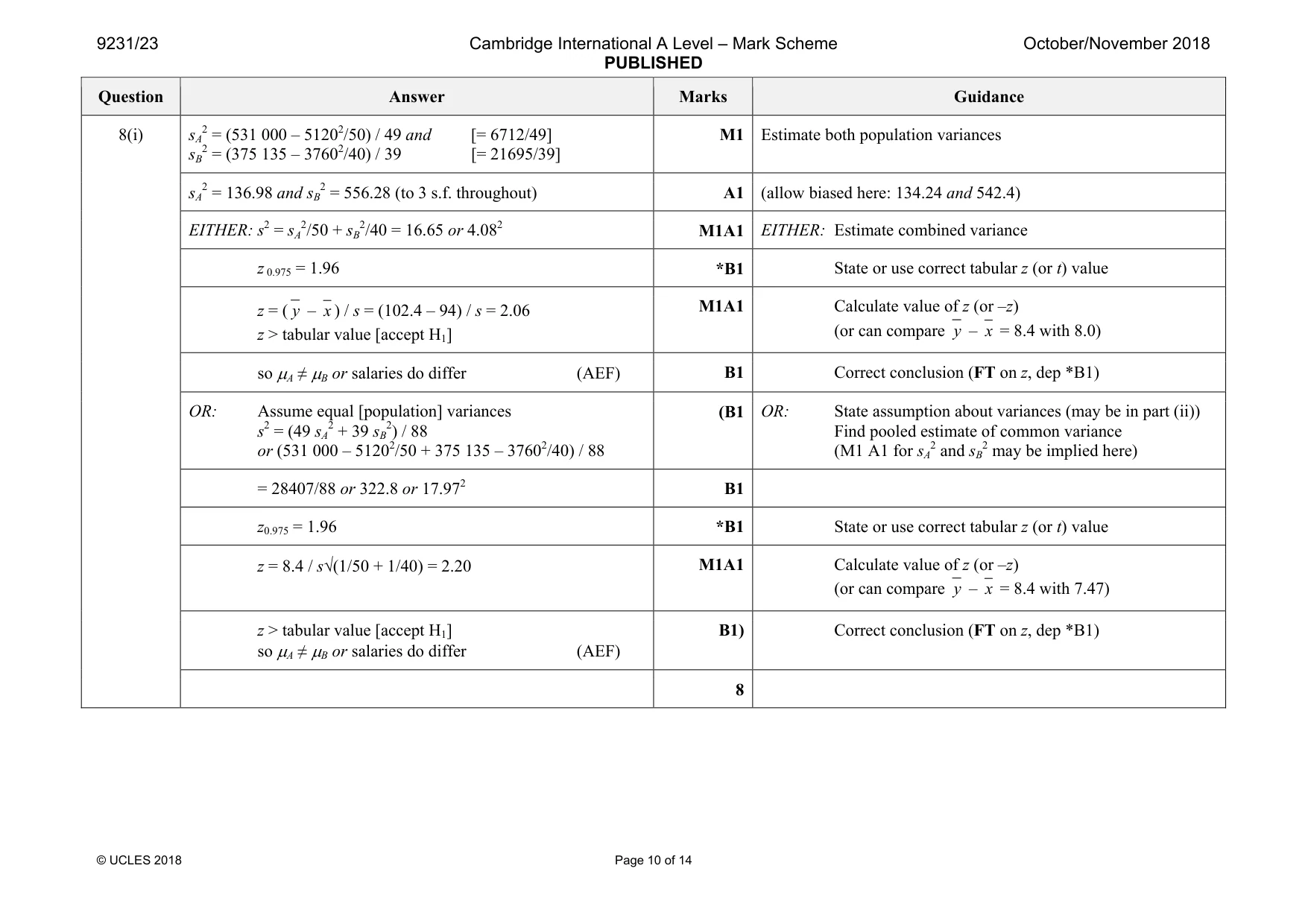 Mark scheme, page 10 of 14